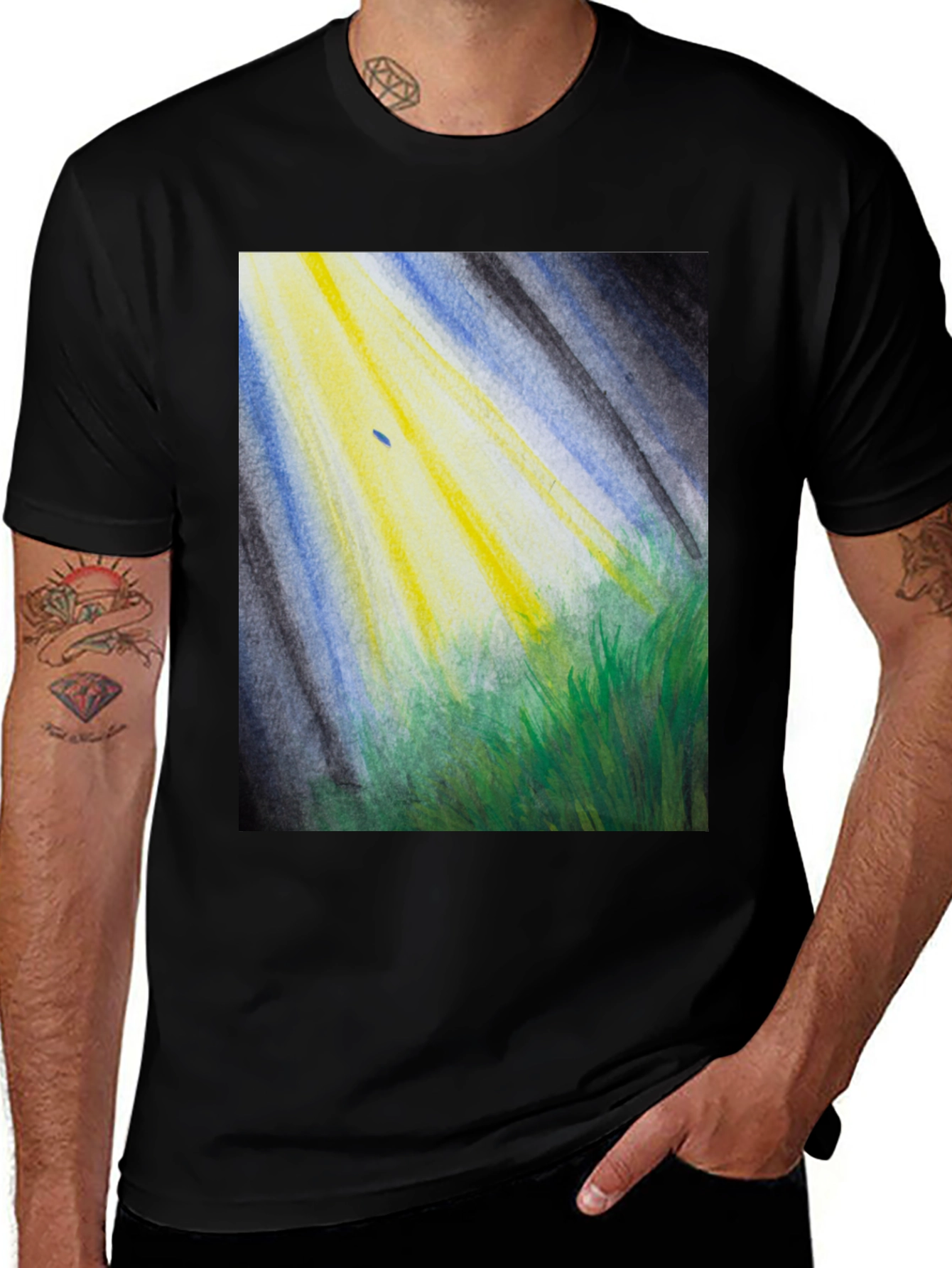 Variant 4 of Artistic Light Ray T-Shirt: Unique Graphic Tee for Men