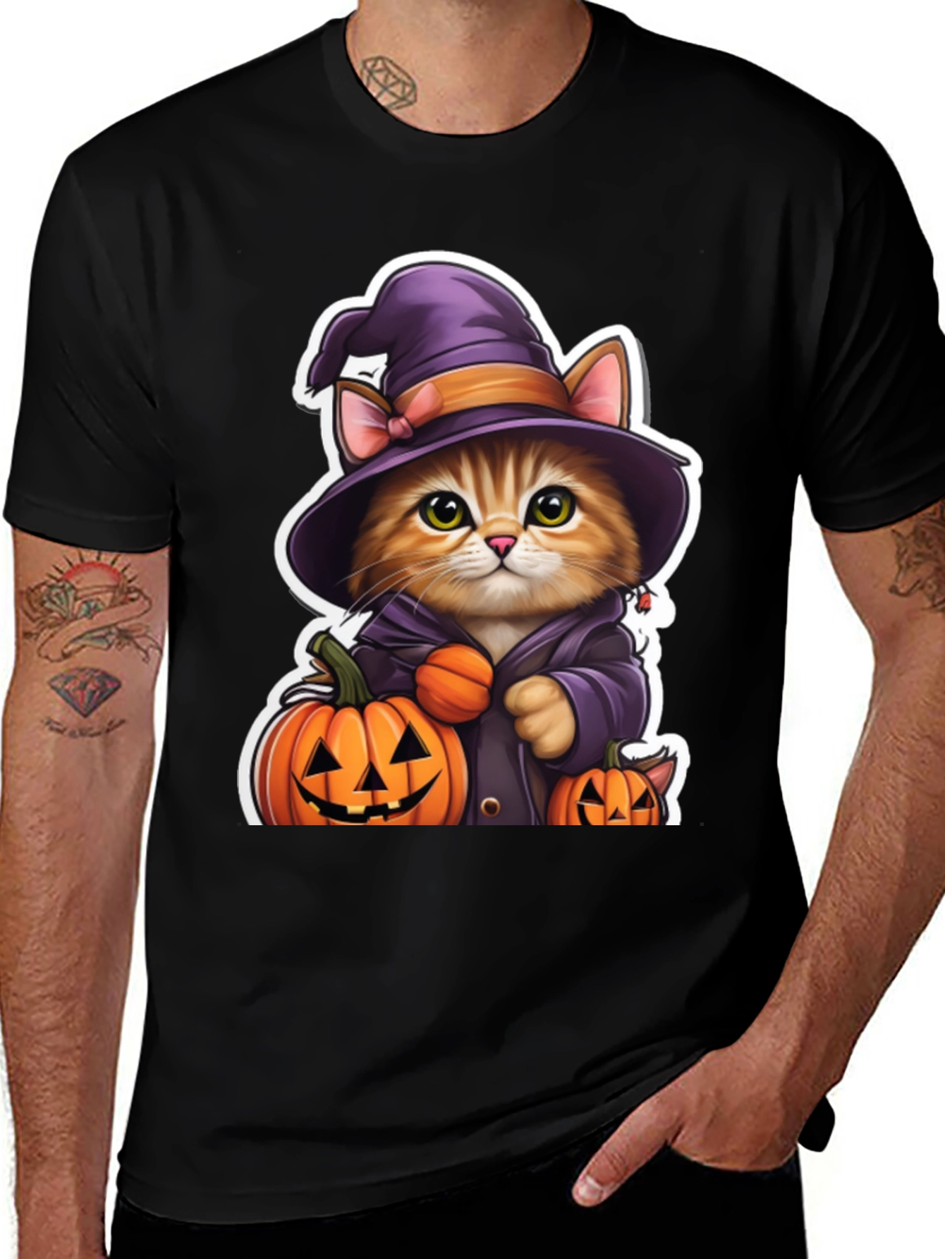 Halloween Cat Witch T-Shirt