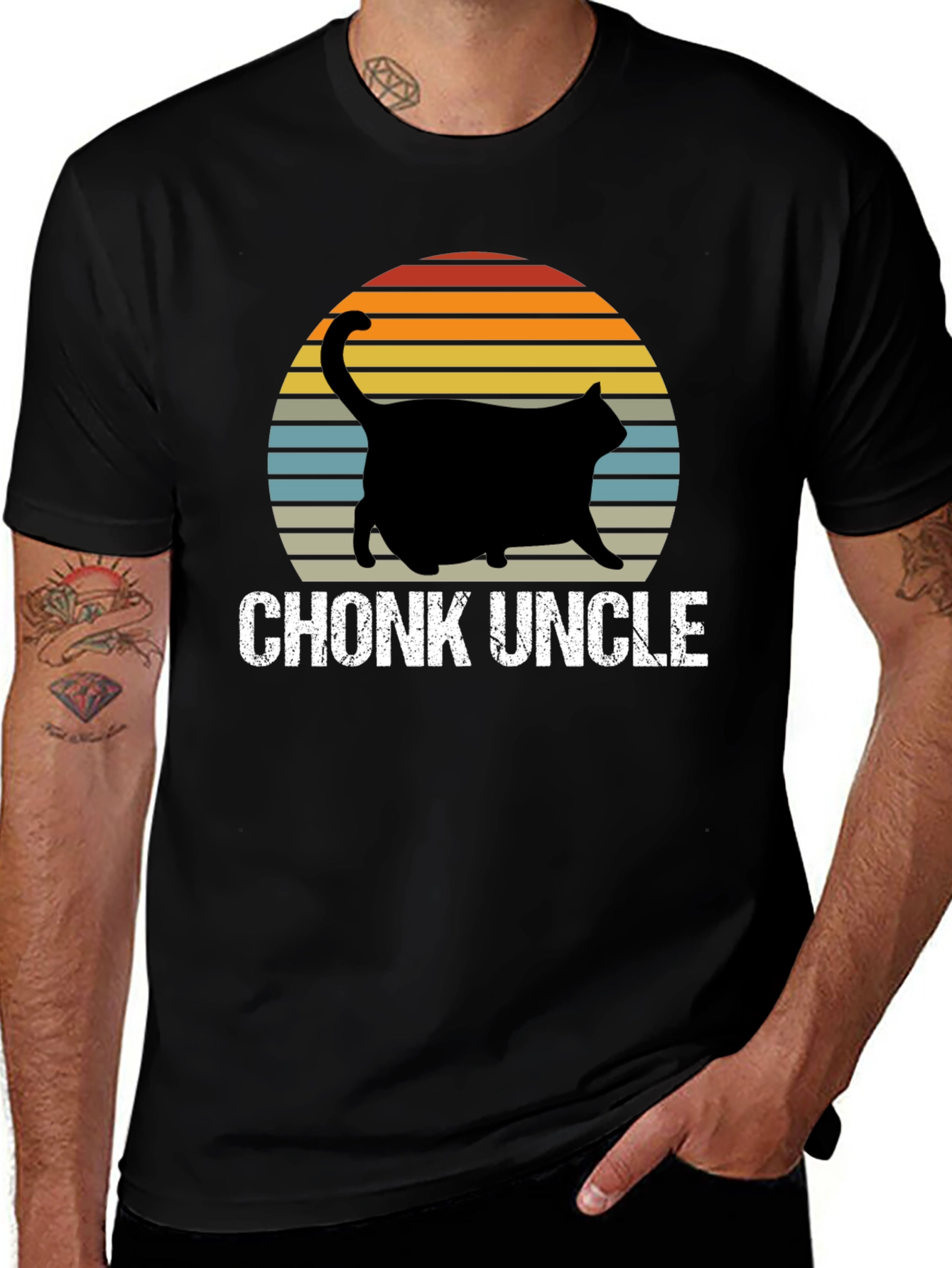 Variant 24 of Chonk Uncle T-Shirt - Retro Cat Design