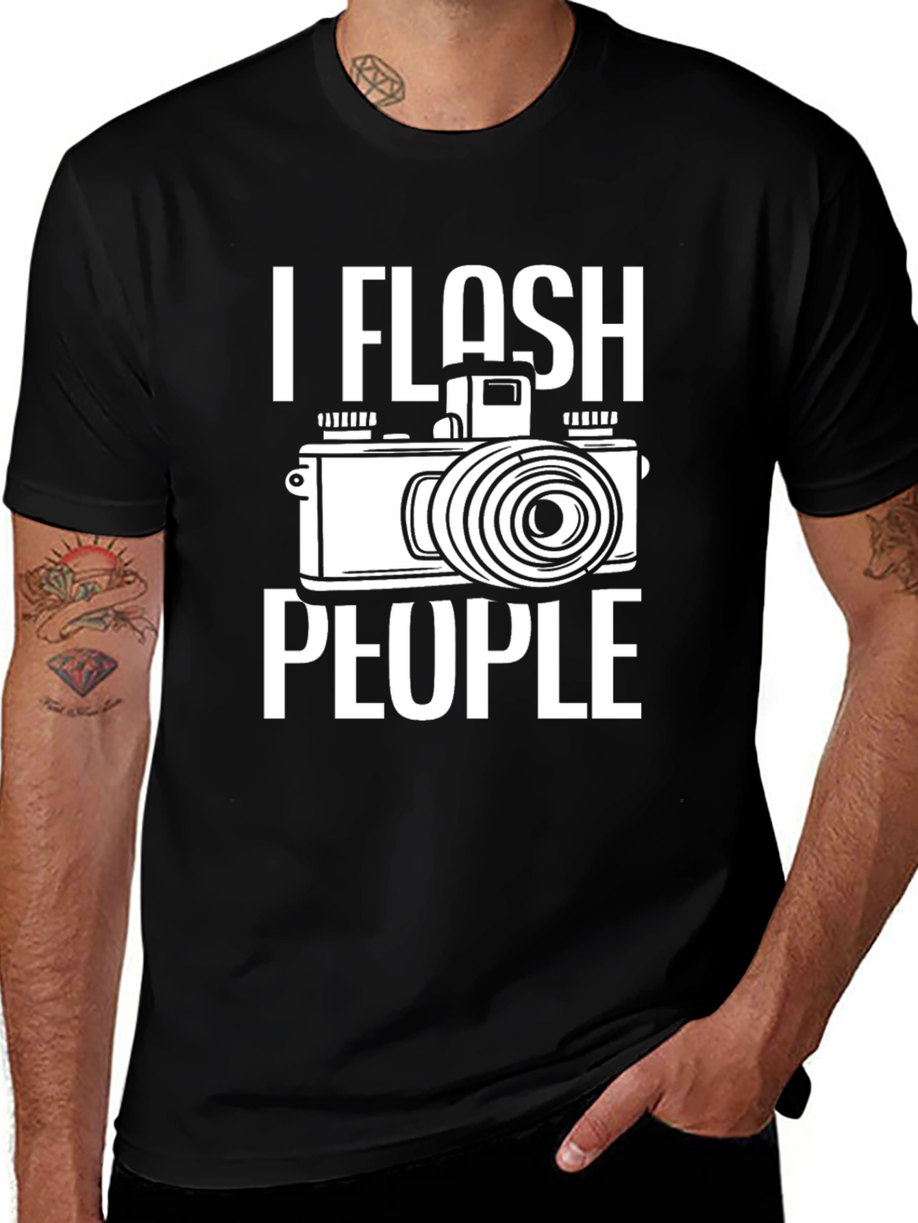 Variant 11 of I Flash People Camera Graphic Black T-Shirt