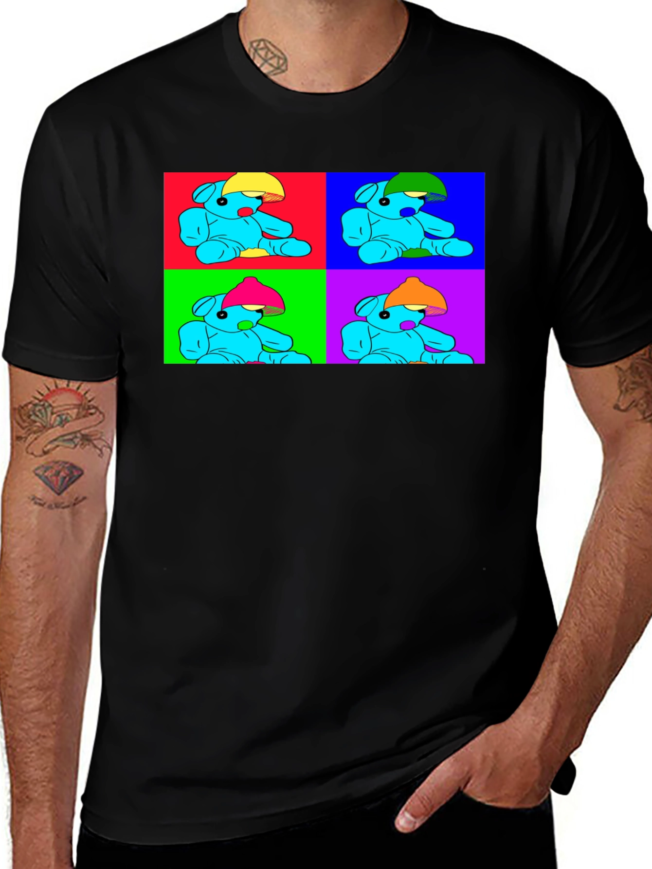 Variant 14 of Pop Art Teddy Bear Graphic Tee - Unique Design
