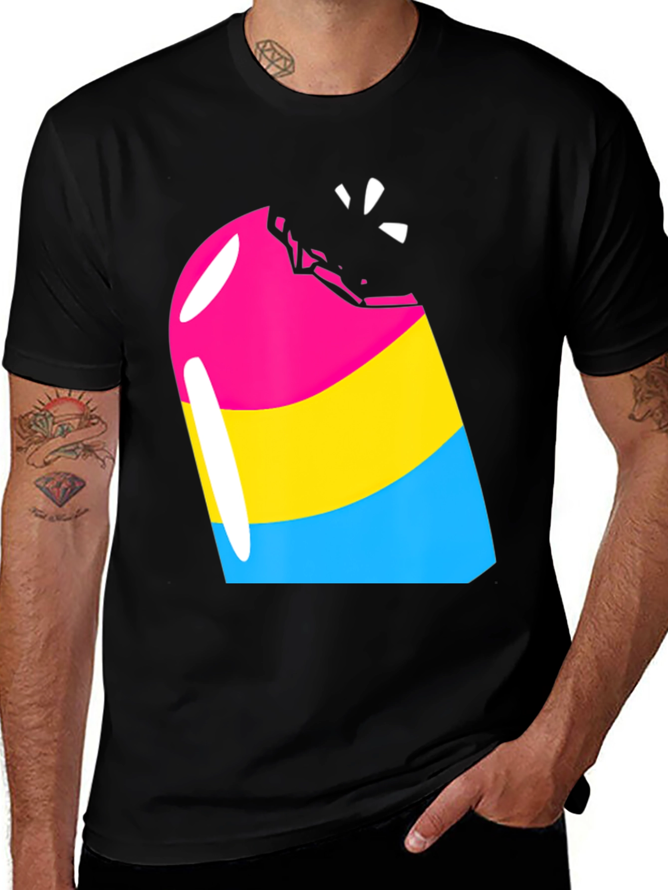 Variant 28 of Pansexual Pride Ice Cream T-Shirt - Black
