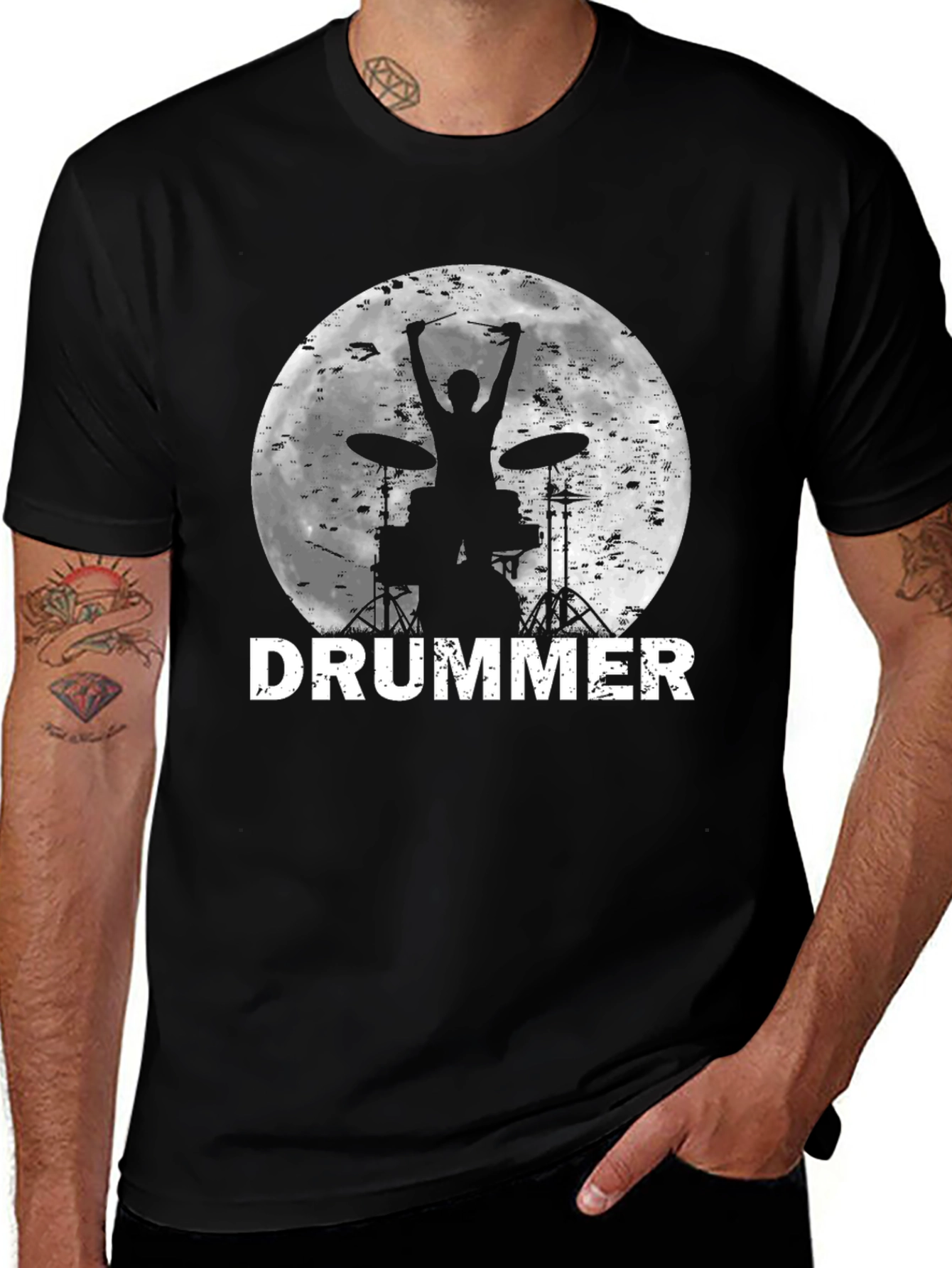 Variant 28 of Drummer Silhouette T-Shirt - Music Lover Tee