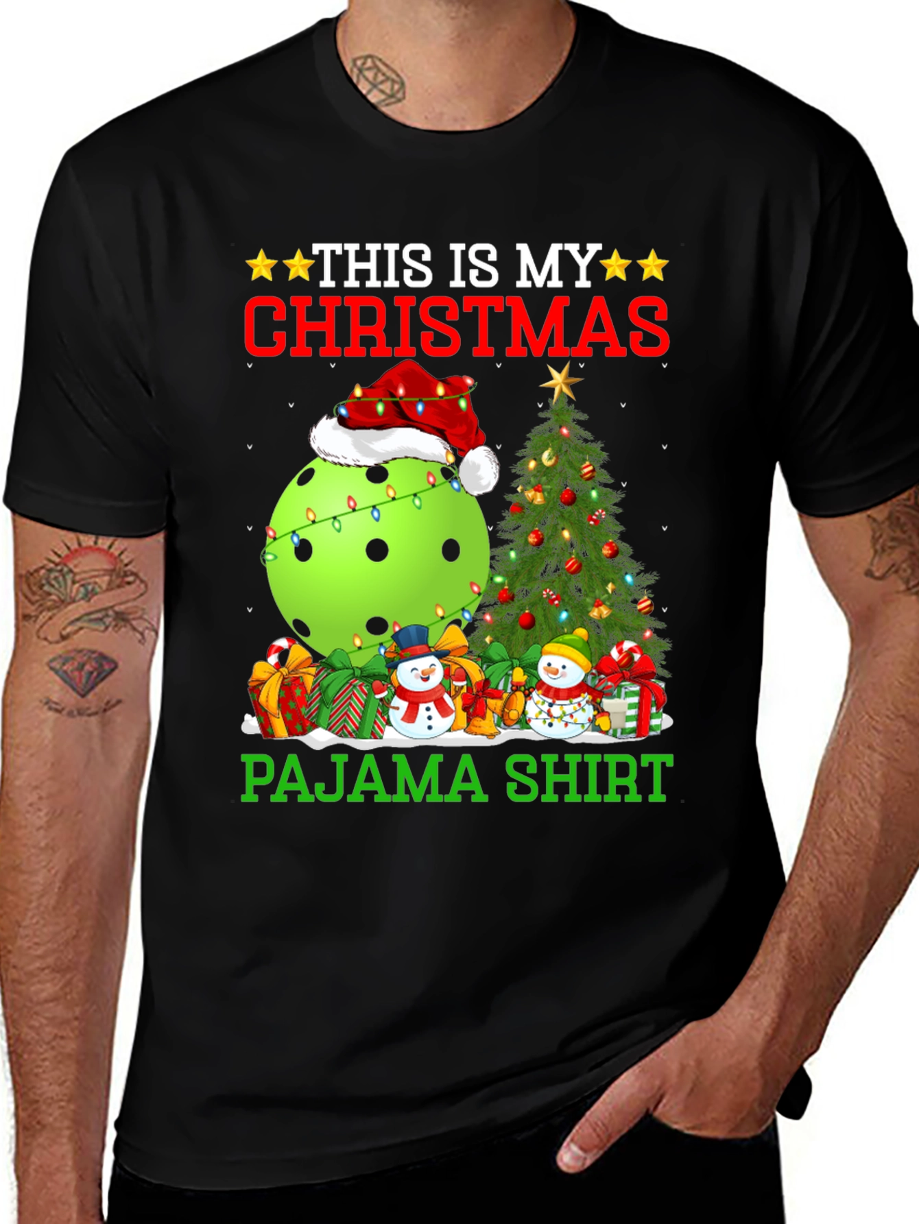 Christmas Pickleball Pajama Shirt
