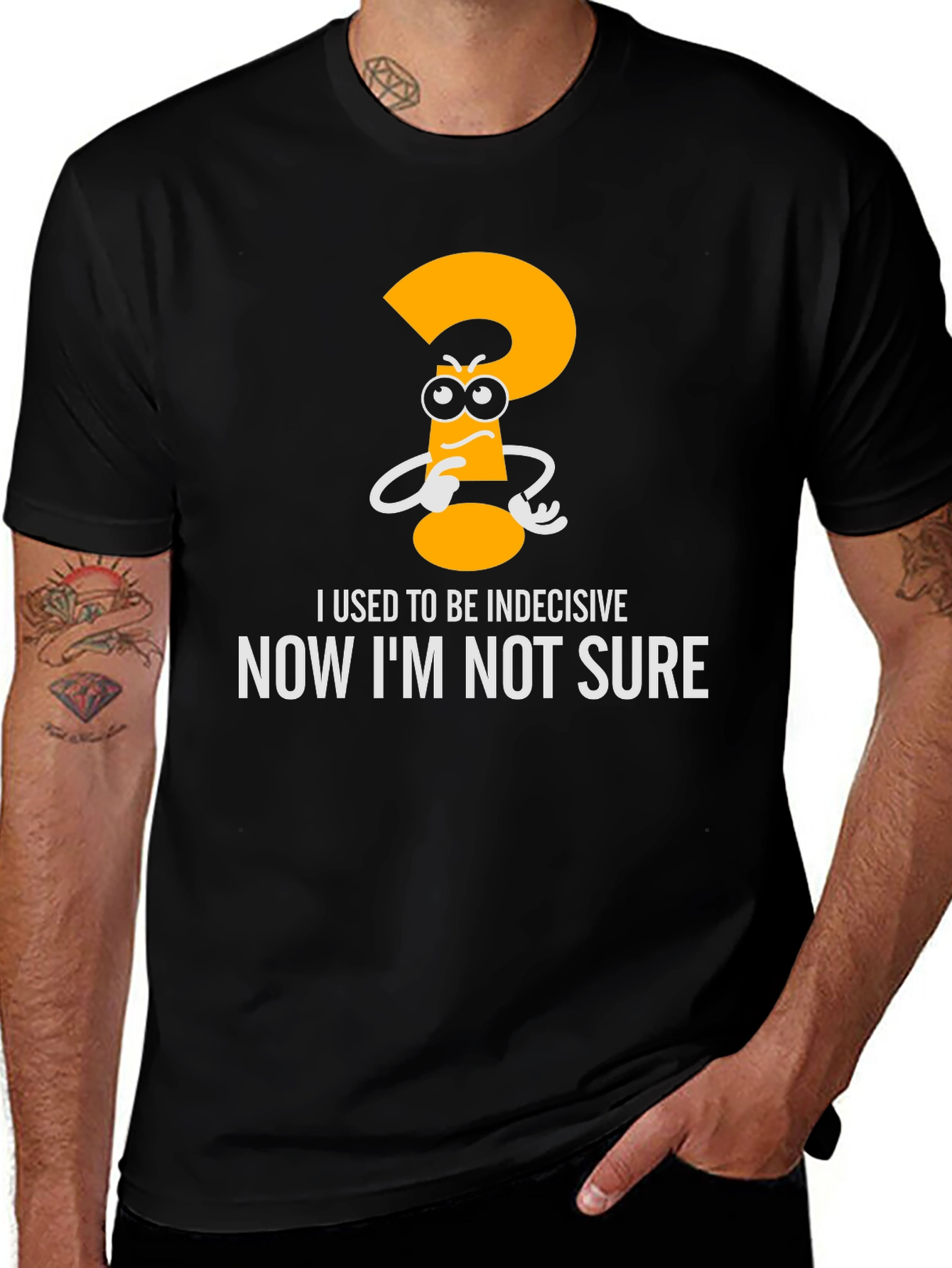 Variant 2 of Indecisive Funny Graphic T-Shirt - Black