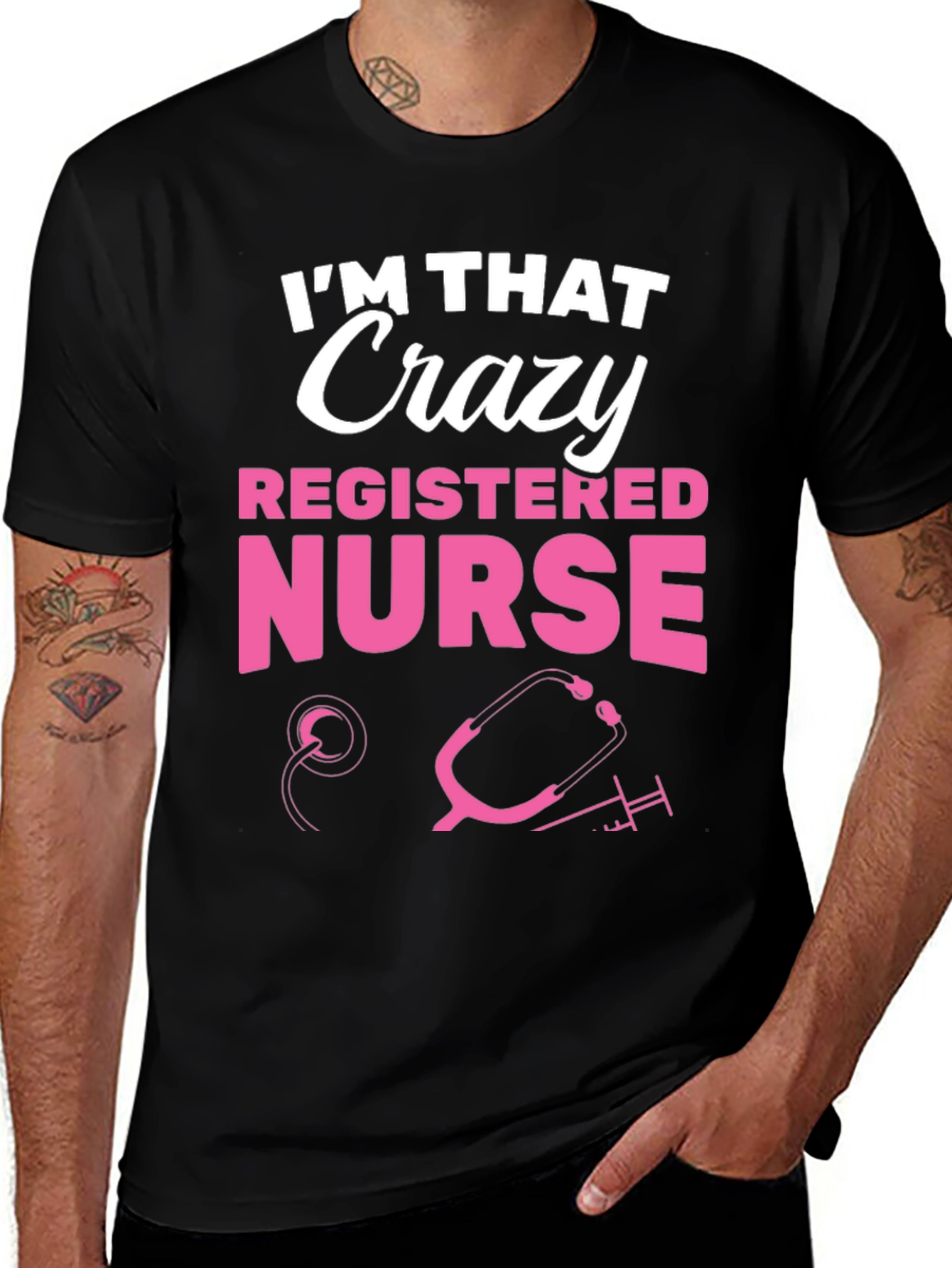 Variant 10 of Crazy Registered Nurse Graphic Tee - Black