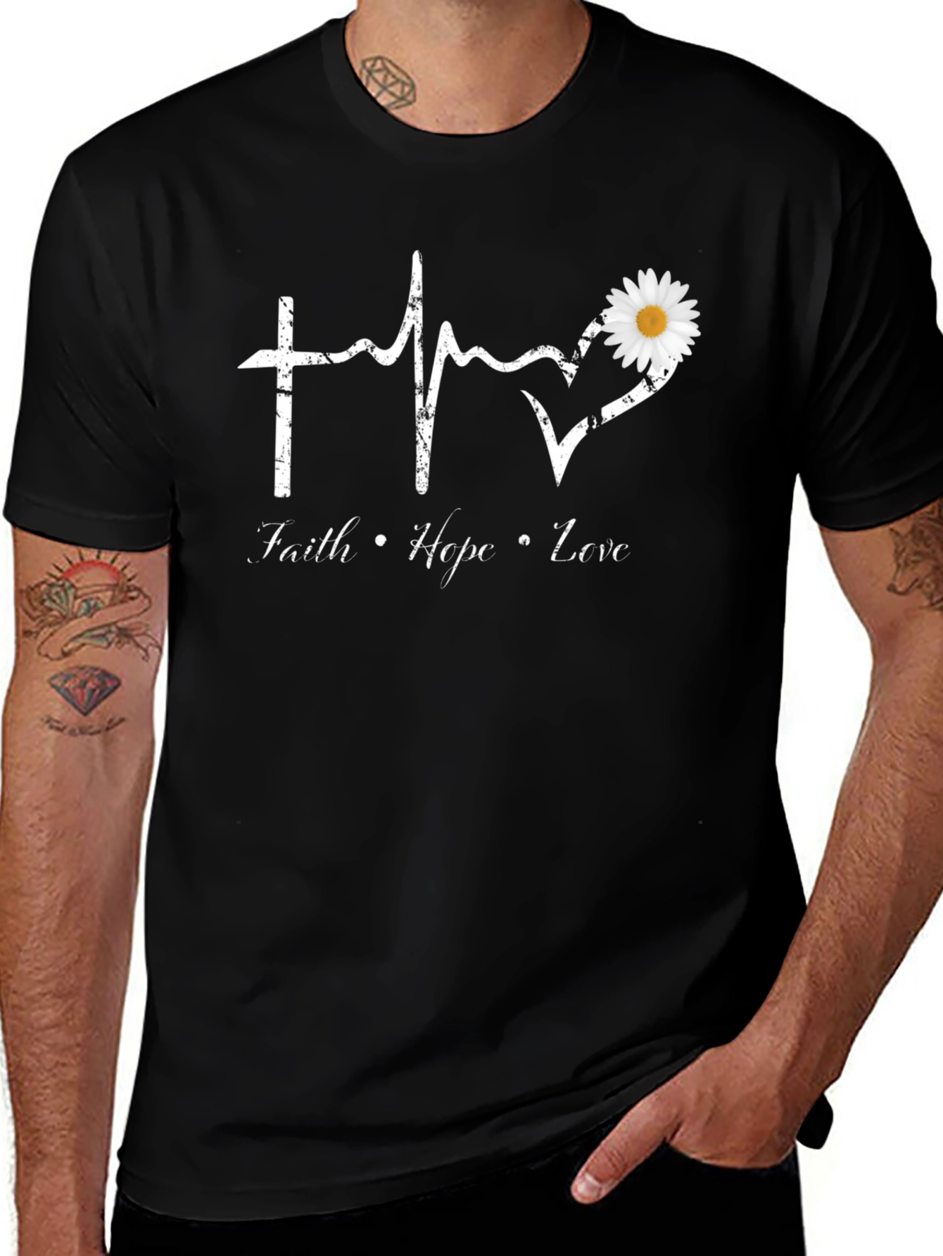 Variant 11 of Faith Hope Love T-Shirt with Daisy Heart