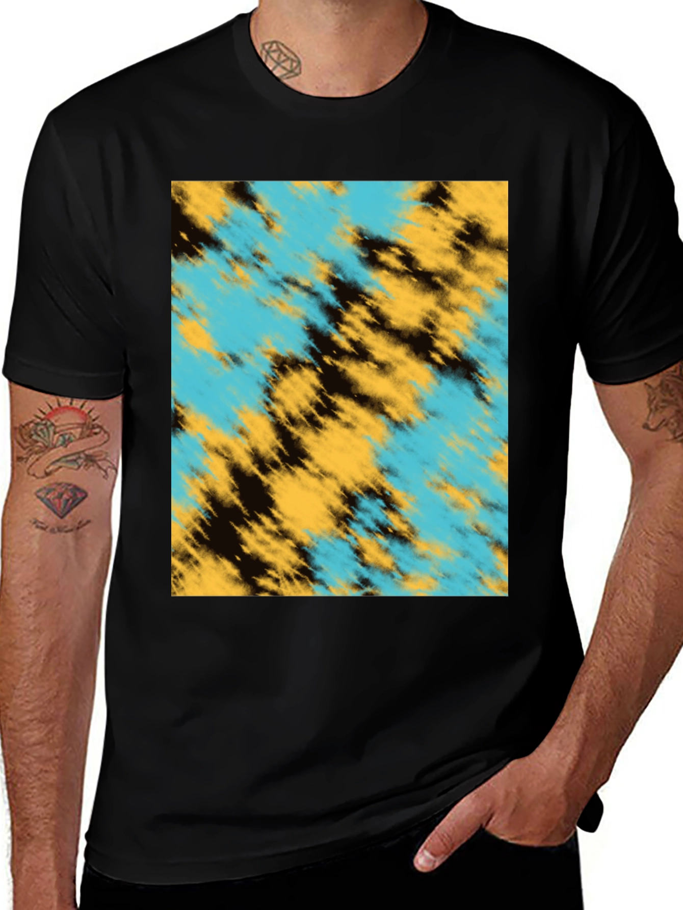 Abstract Pattern Black T-Shirt
