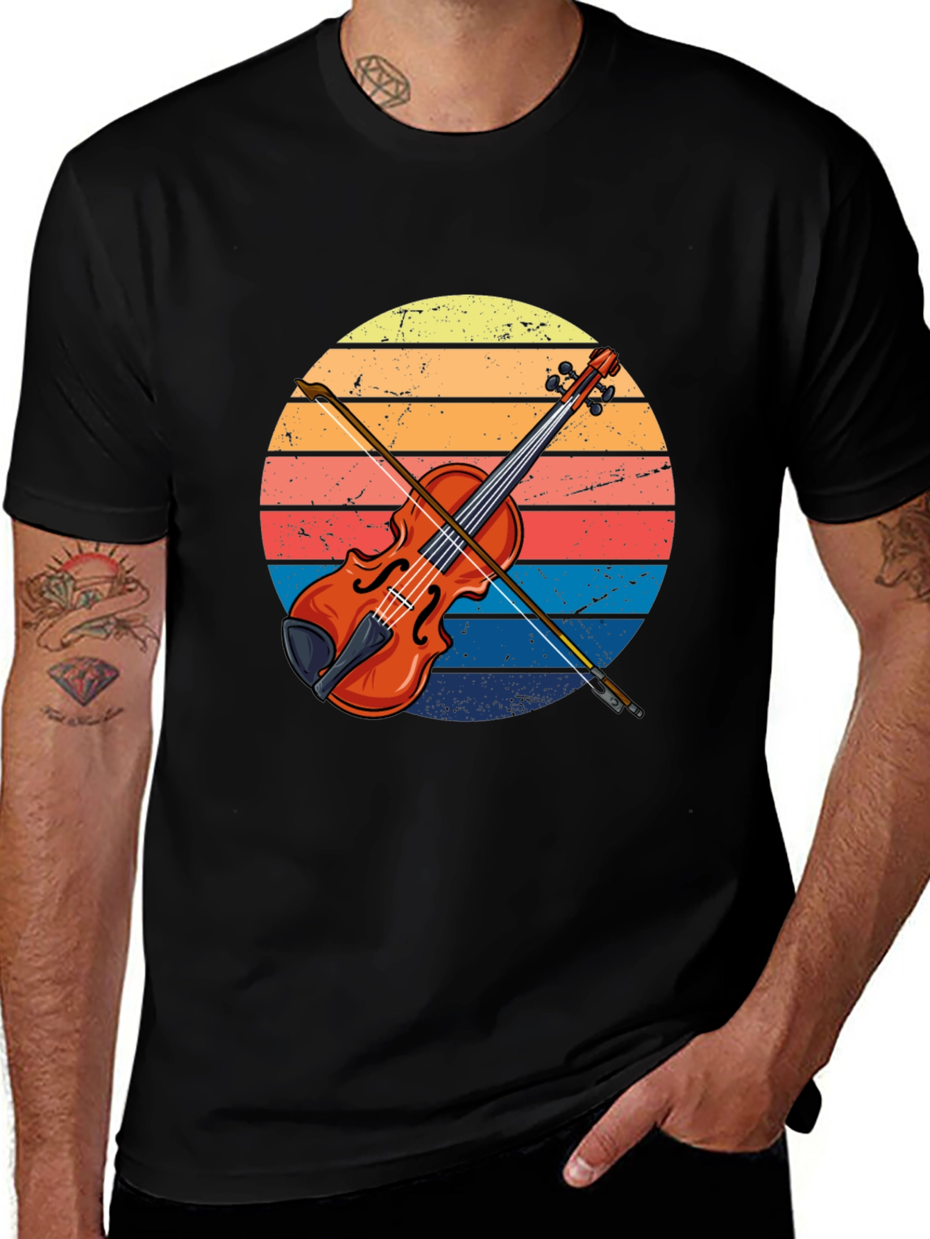 Variant 25 of Retro Violin Sunset Graphic Tee