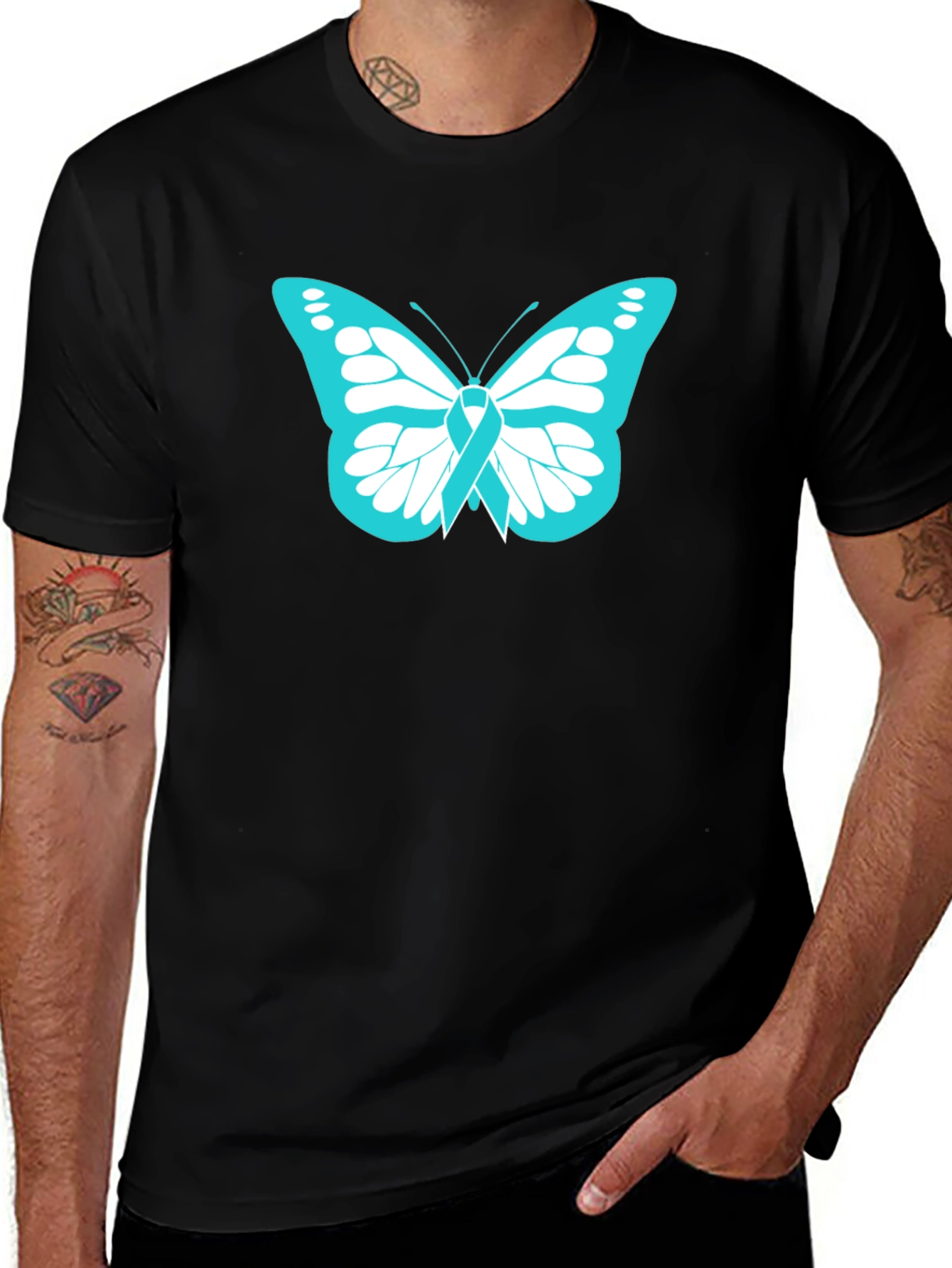 Variant 30 of Teal Butterfly Ribbon T-Shirt