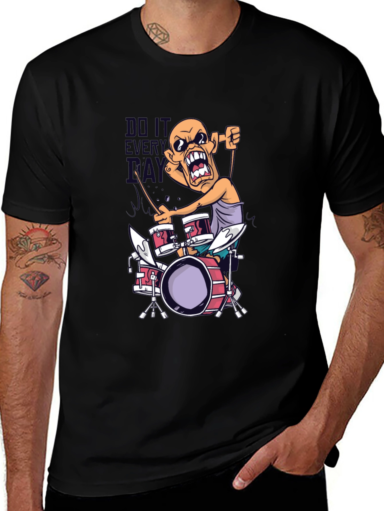Drummer Cartoon T-Shirt - Do It Every Day!