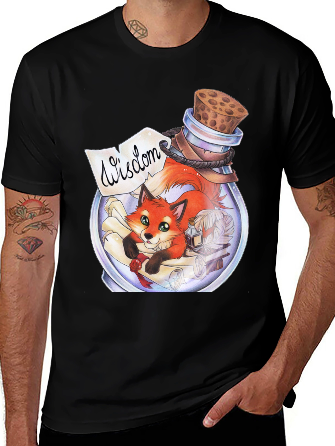 Variant 5 of Whimsical Fox in a Bottle Graphic Tee