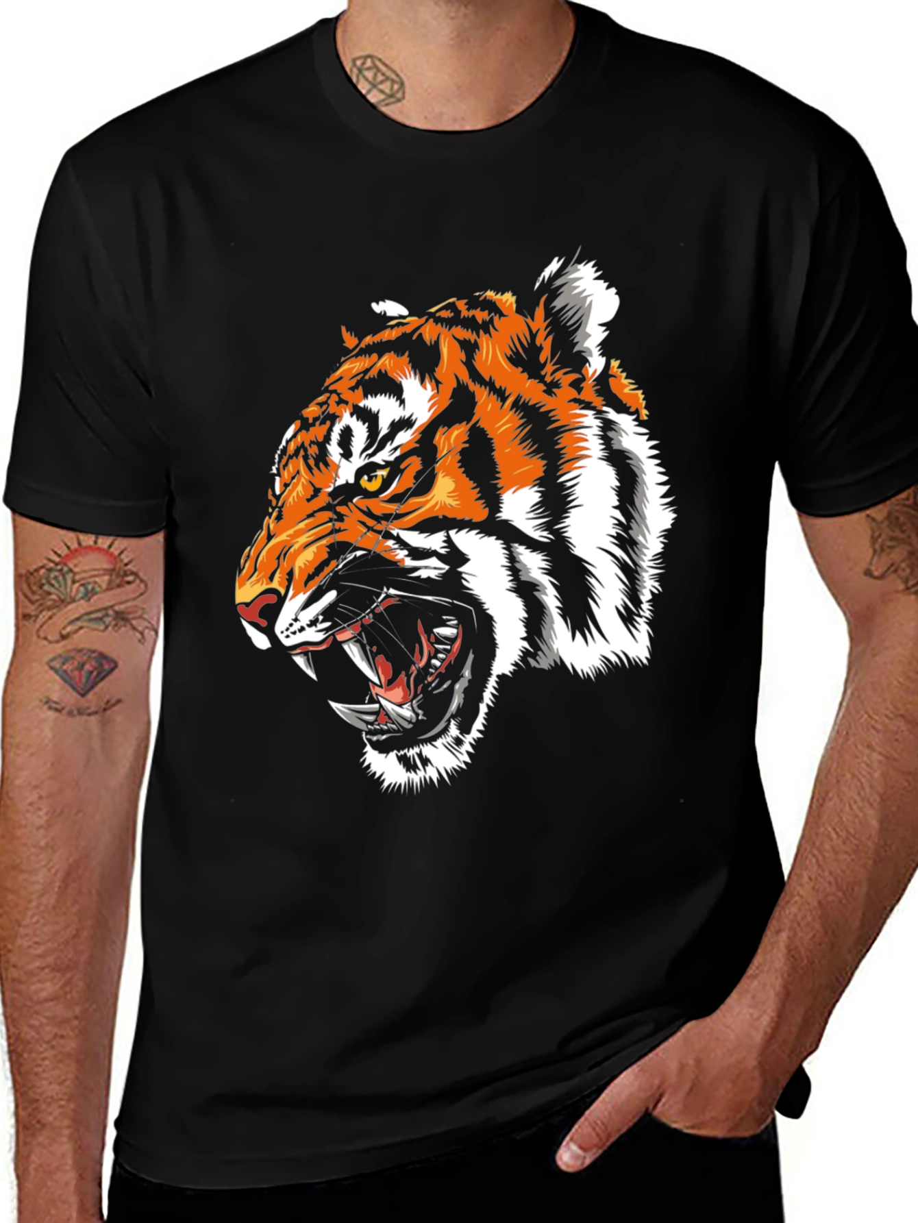 Variant 27 of Roaring Tiger Graphic Tee - Fierce Black T-Shirt