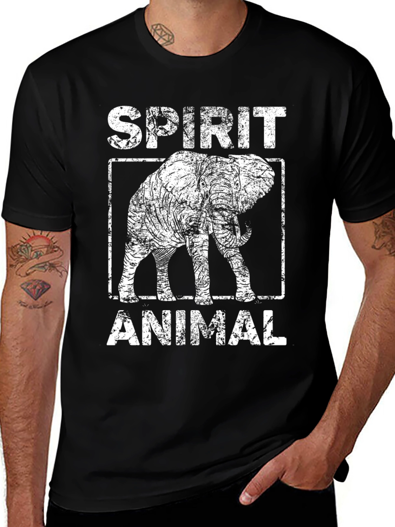 Variant 17 of Spirit Animal Elephant Graphic Tee - Black