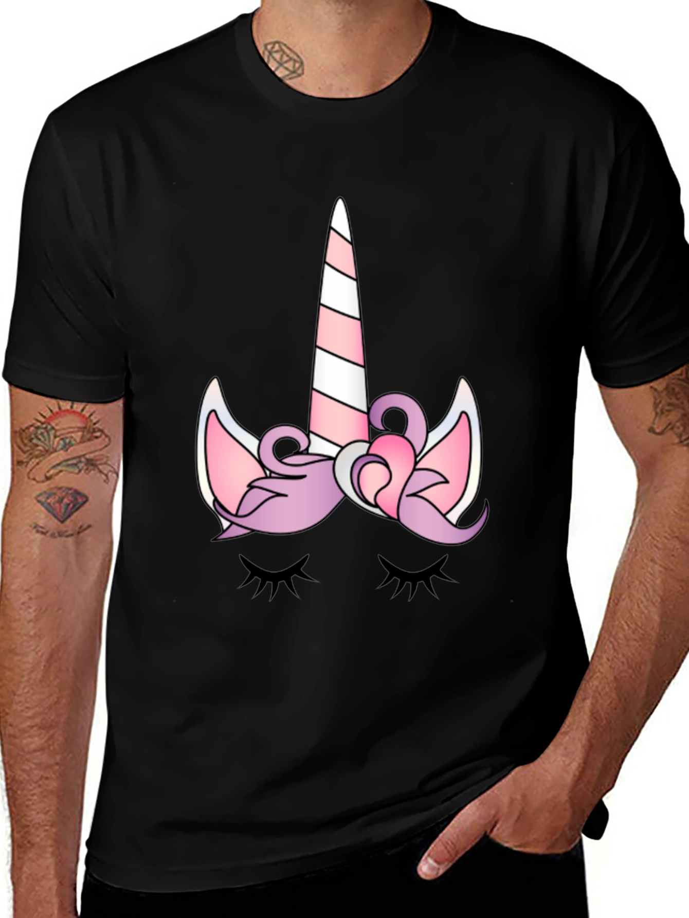 Unicorn Graphic Tee - Black Cotton Shirt