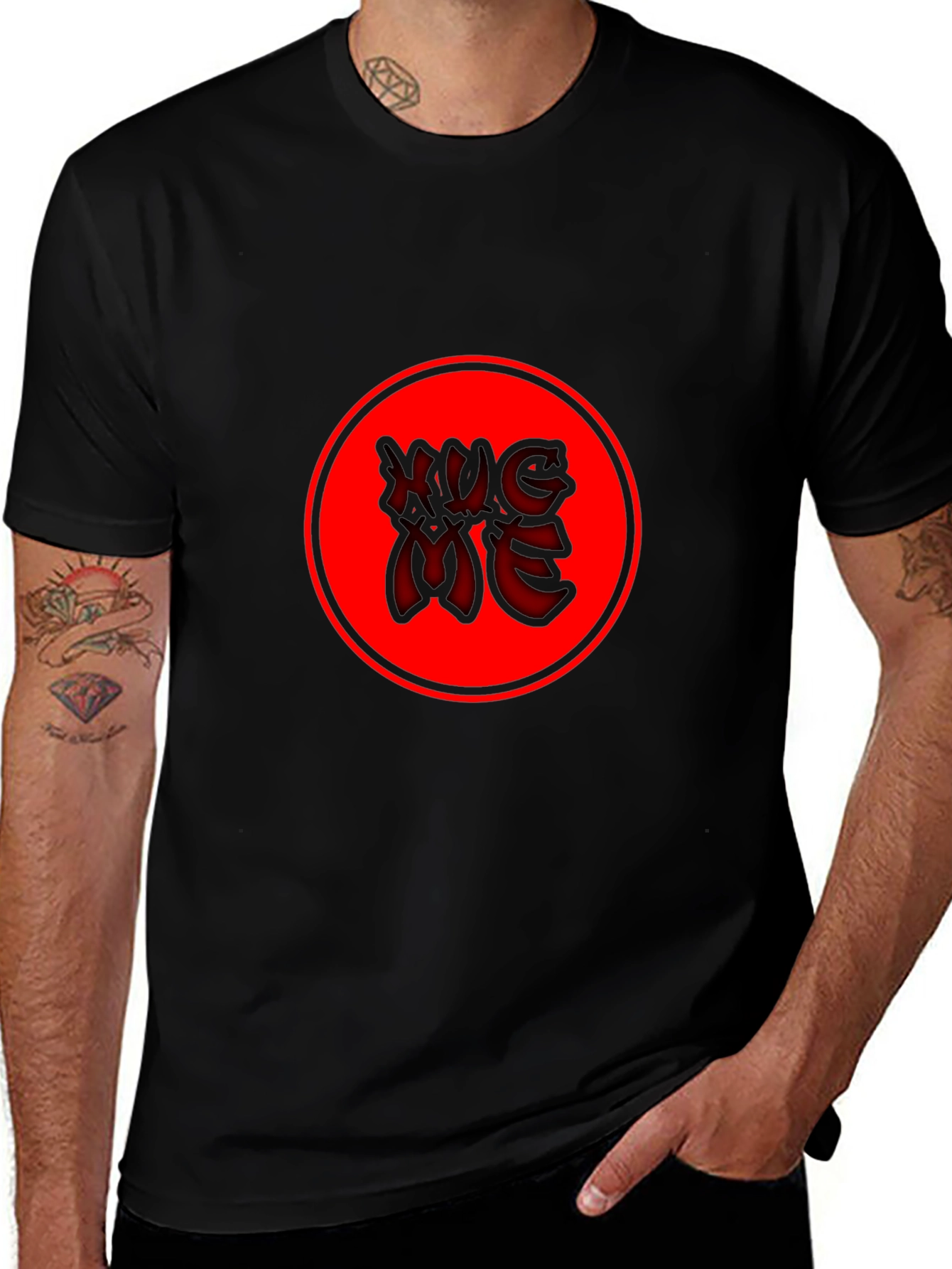 Variant 2 of Red Circle Graphic Tee - Black