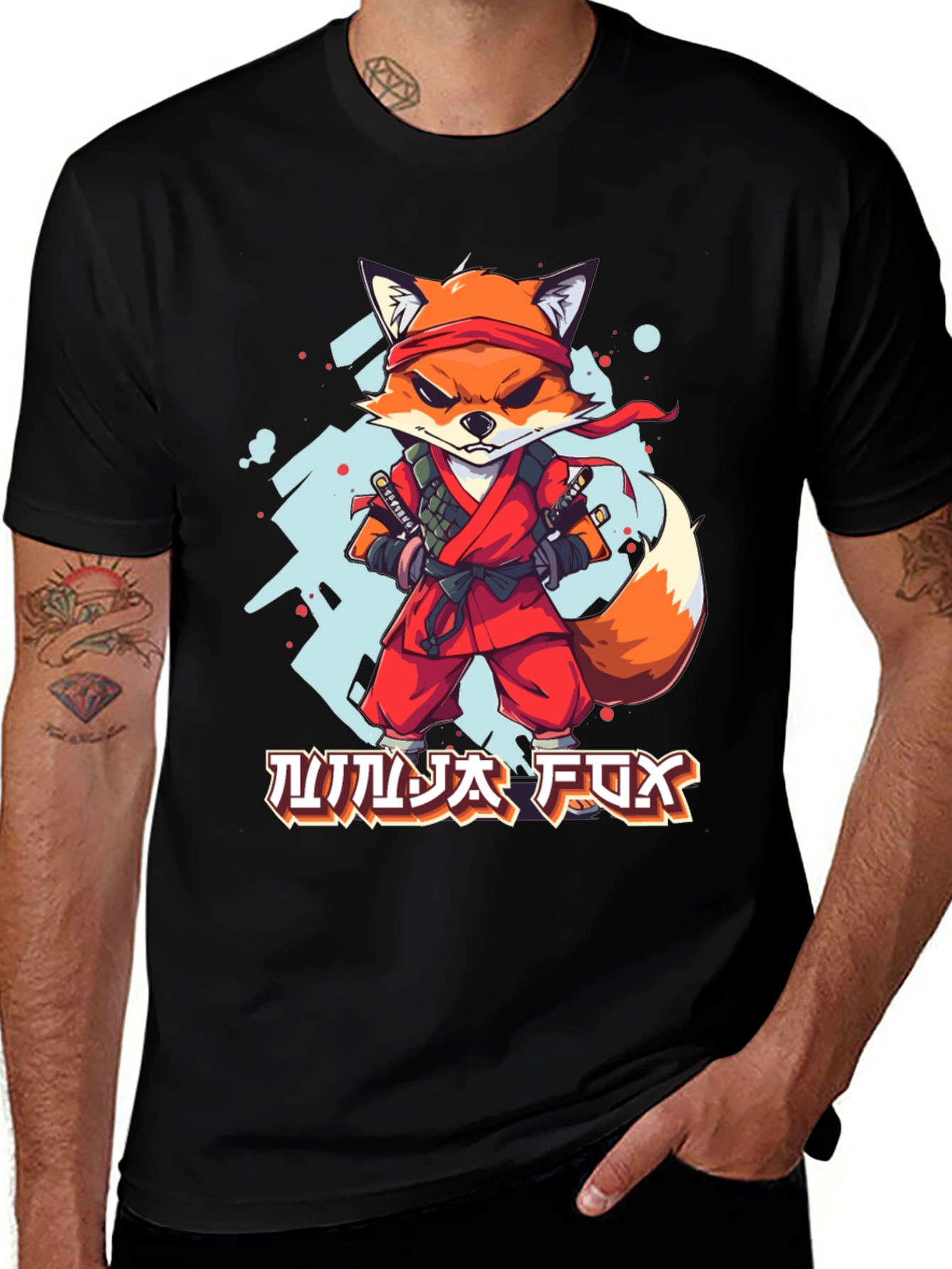 Variant 10 of Ninja Fox Graphic Tee - Cool Cartoon Design