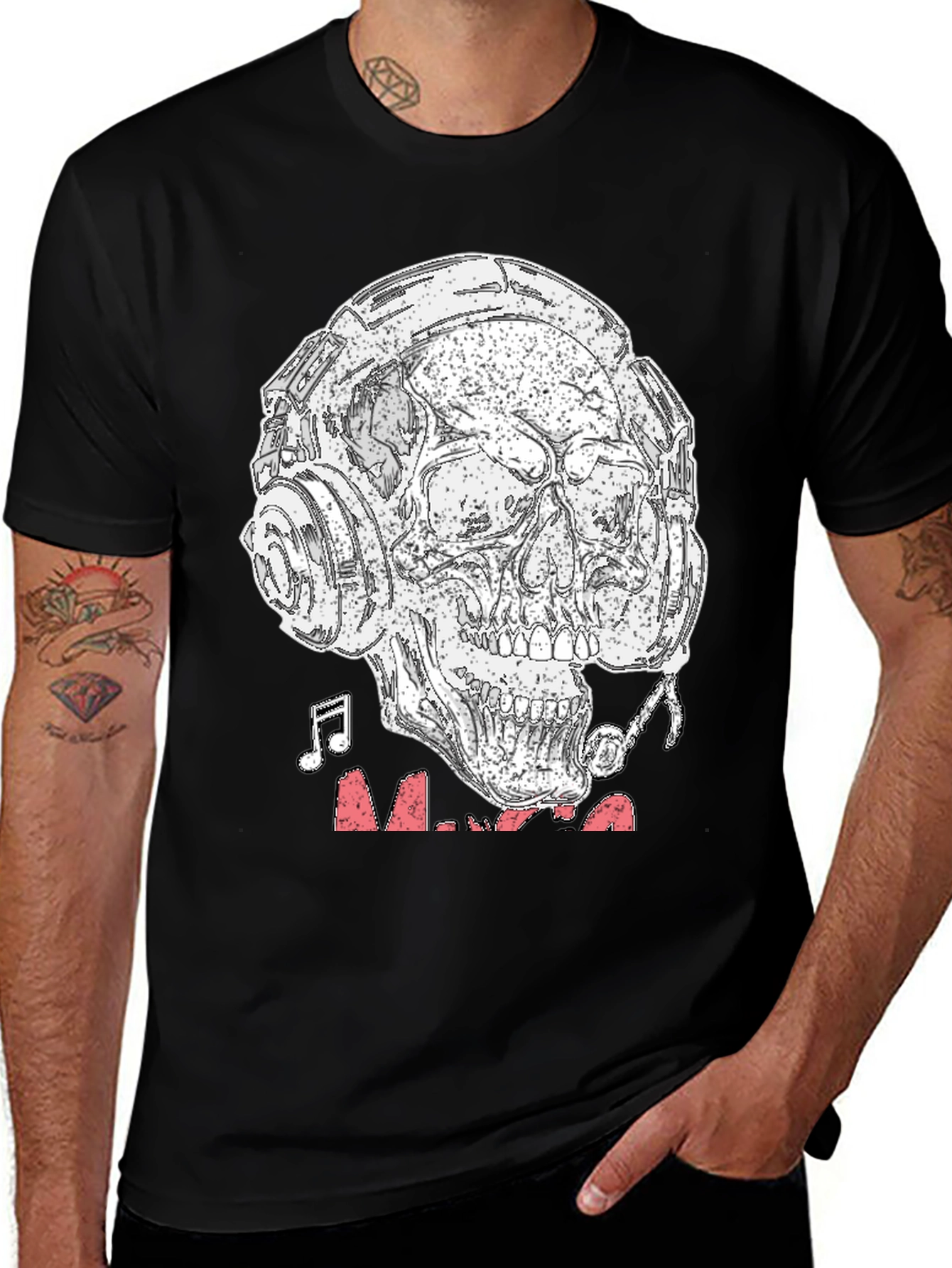 Variant 4 of Skull Headphones Graphic T-Shirt - Rock & Roll Vibe