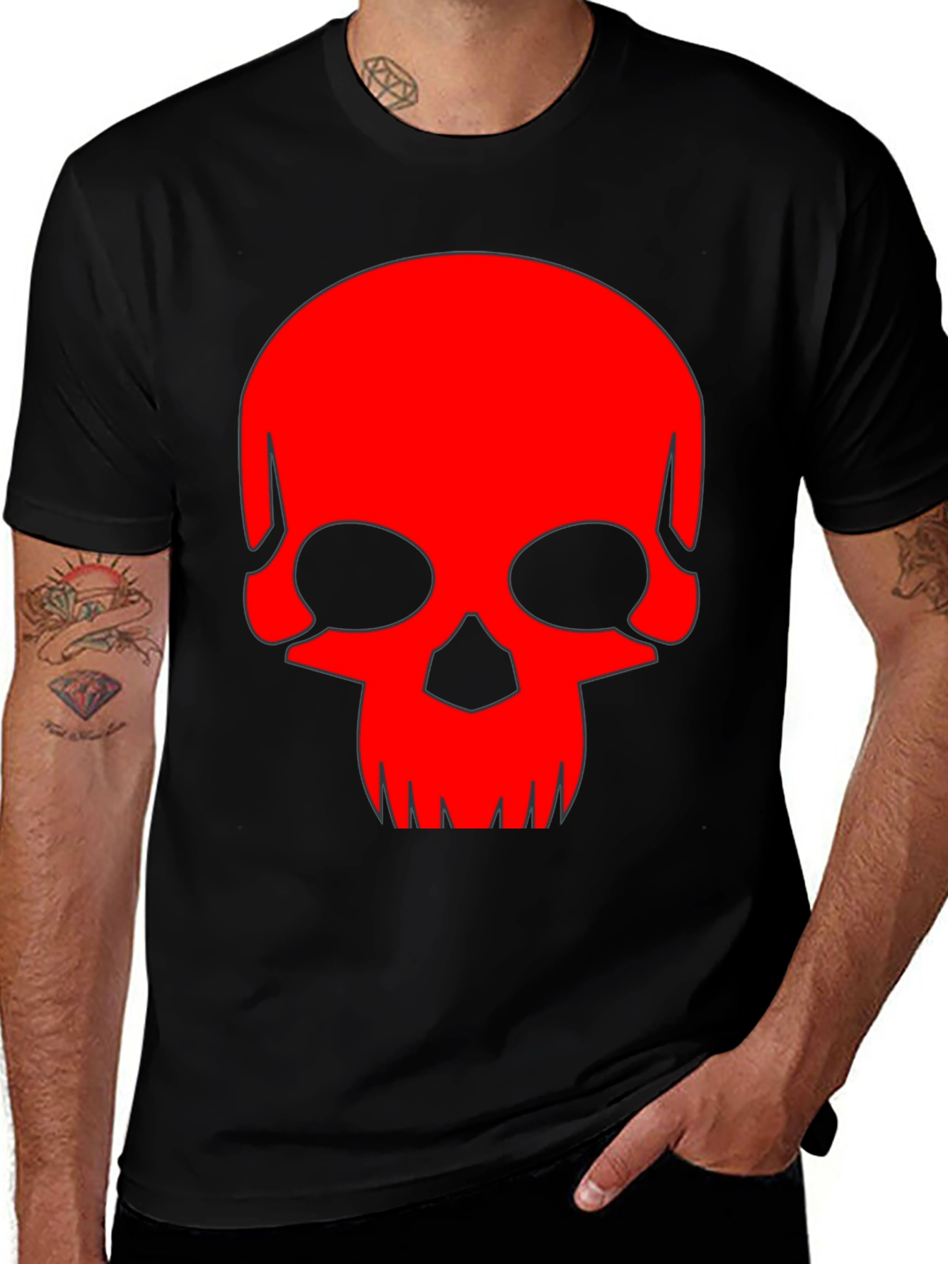 Variant 21 of Skull Graphic Tee - Bold Red Design