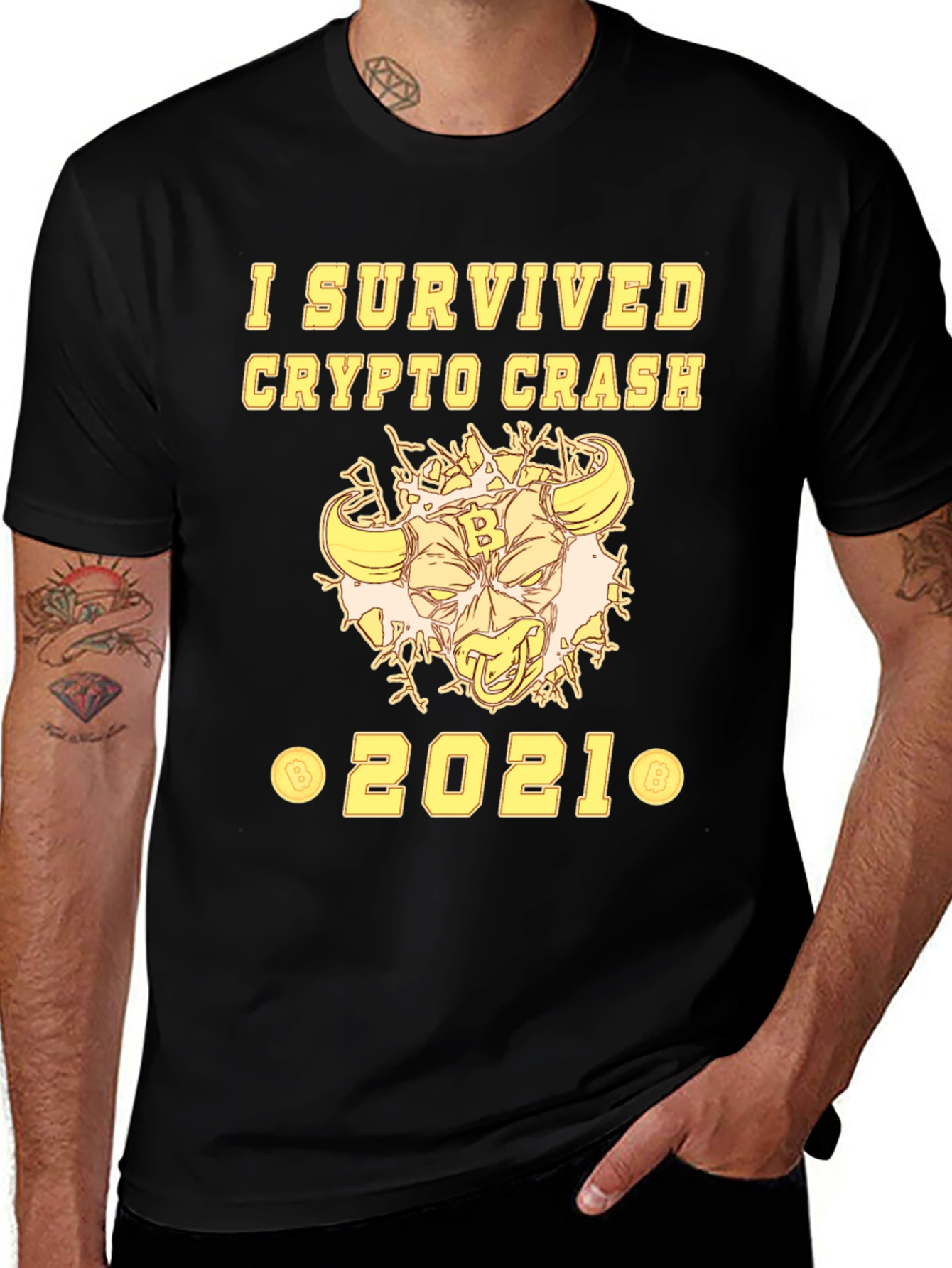 I Survived Crypto Crash 2021 Black T-Shirt