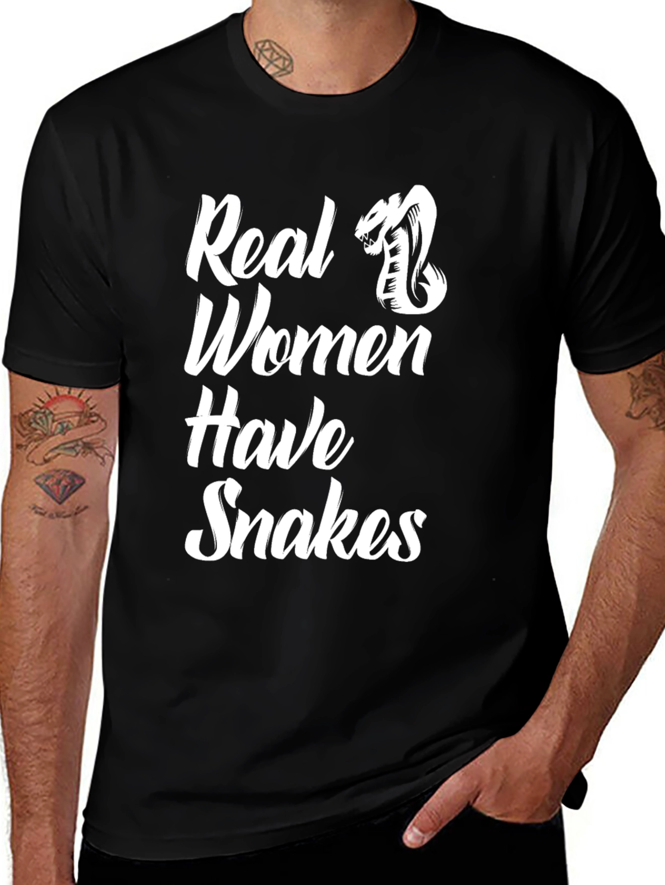 Variant 12 of Real Women Have Snakes Graphic T-Shirt - Black