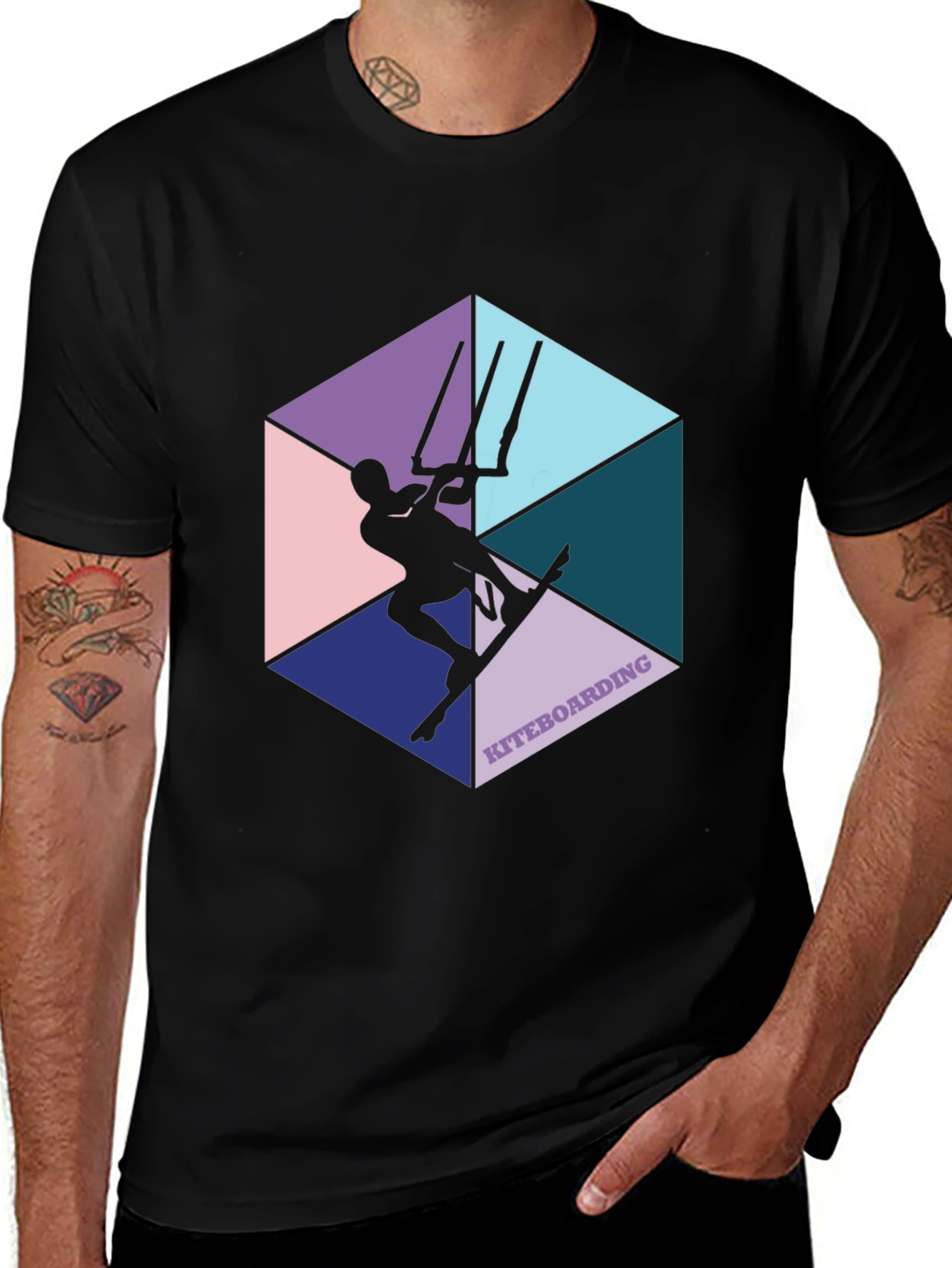 Variant 7 of Kiteboarding T-Shirt: Geometric Design, Sporty, Casual Tee