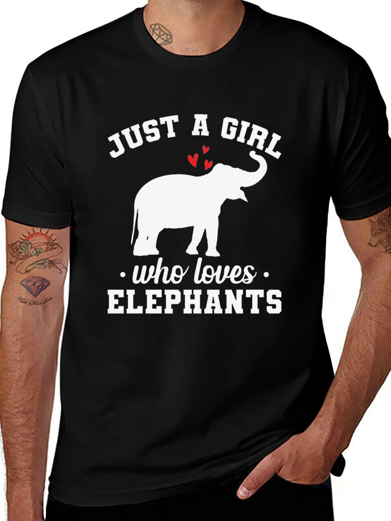 Black Just A Girl Who Loves Elephants T-Shirt main image