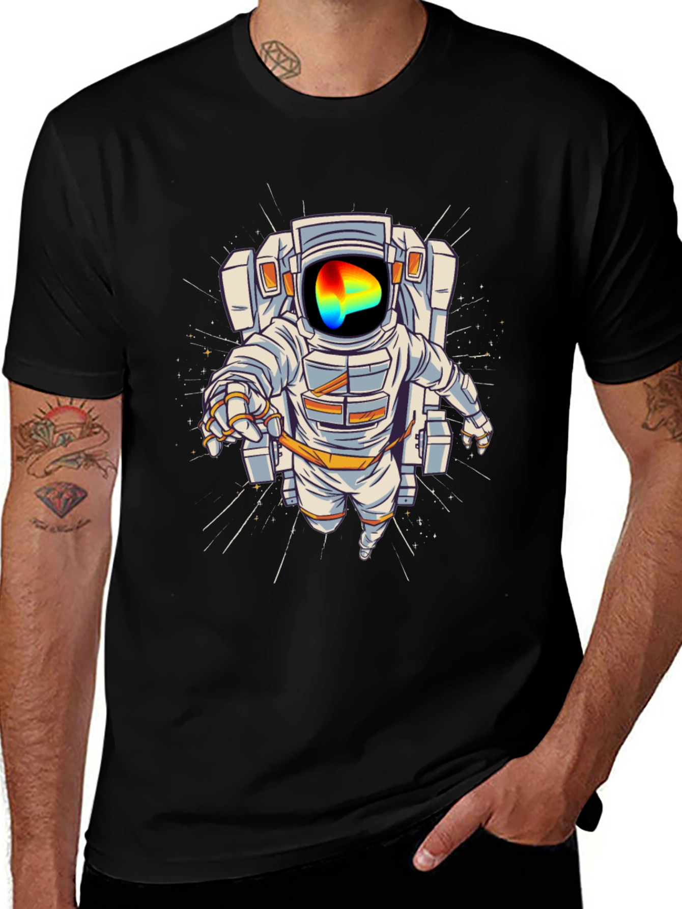 Variant 7 of Astronaut Graphic Print T-Shirt - Black