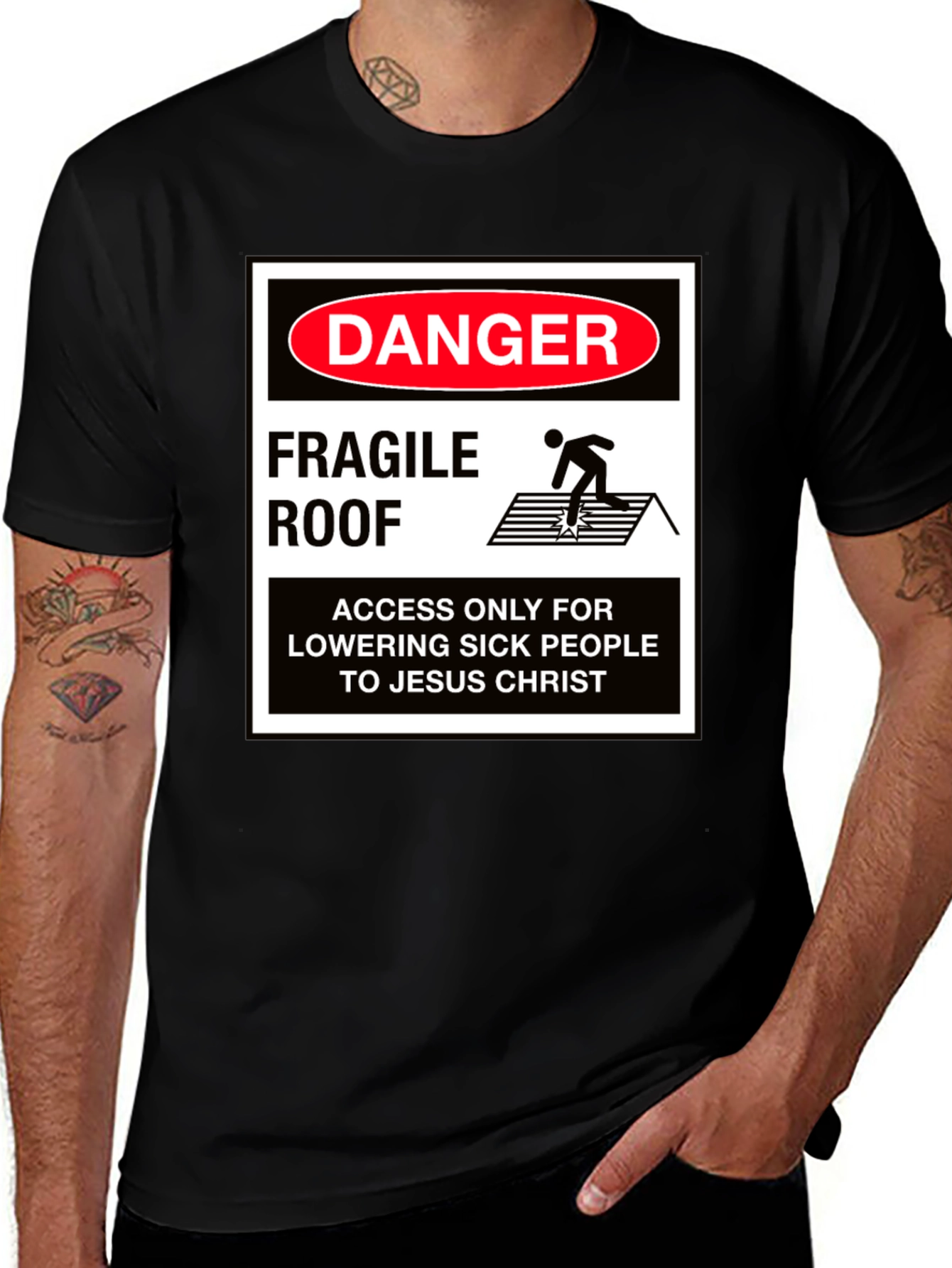 Variant 13 of Danger Fragile Roof Graphic T-Shirt