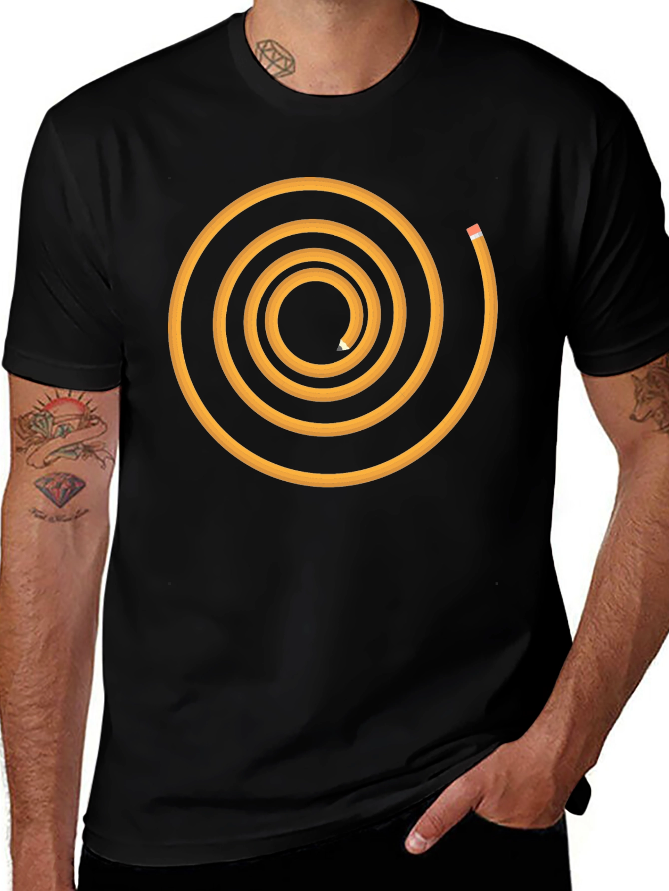 Variant 14 of Spiral Pencil Graphic Tee - Black