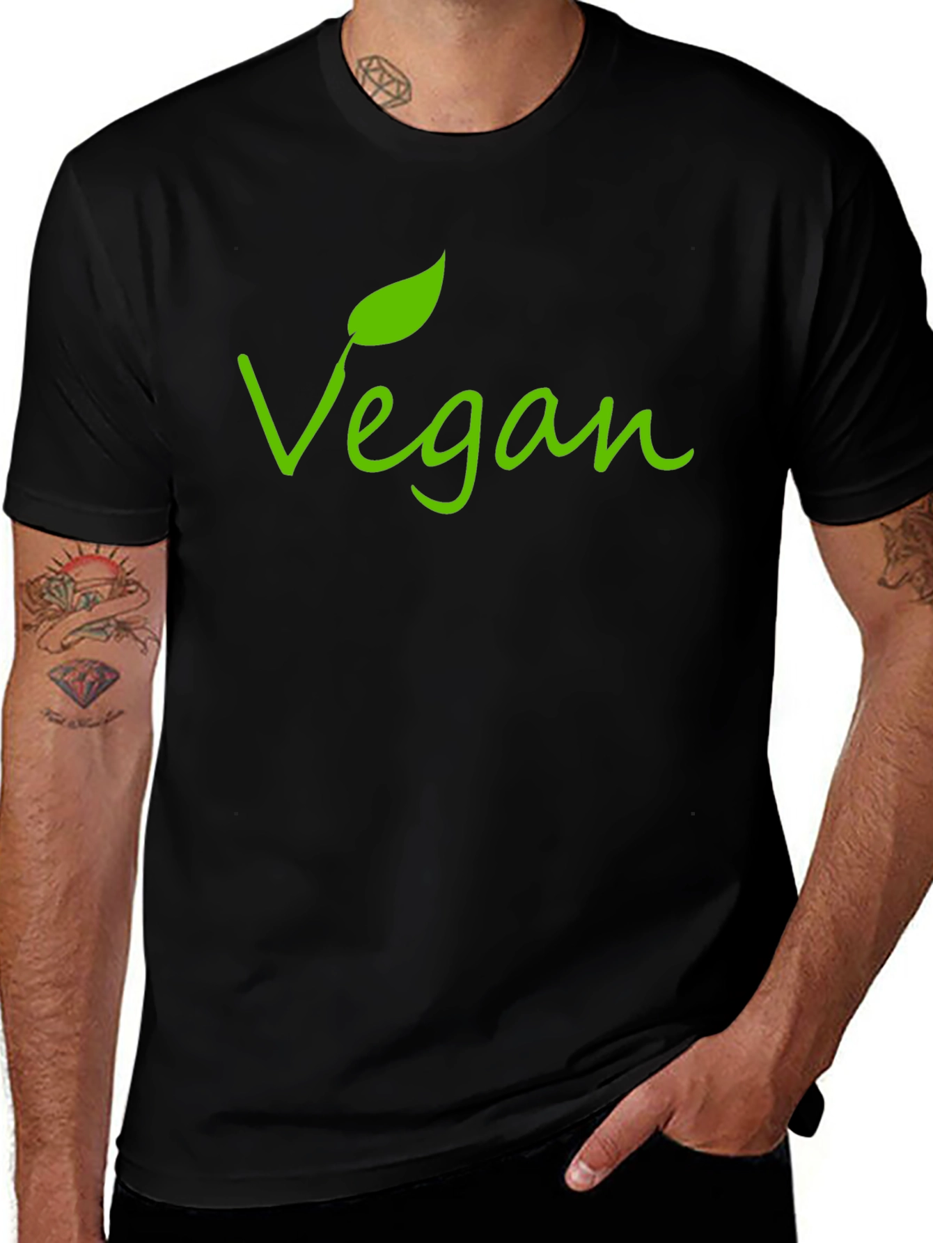 Variant 23 of Vegan T-Shirt - Black, Green Graphic Tee