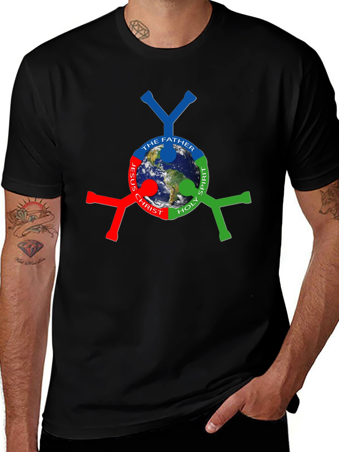 Variant 26 of Trinity Earth Graphic Tee - Black Cotton Blend