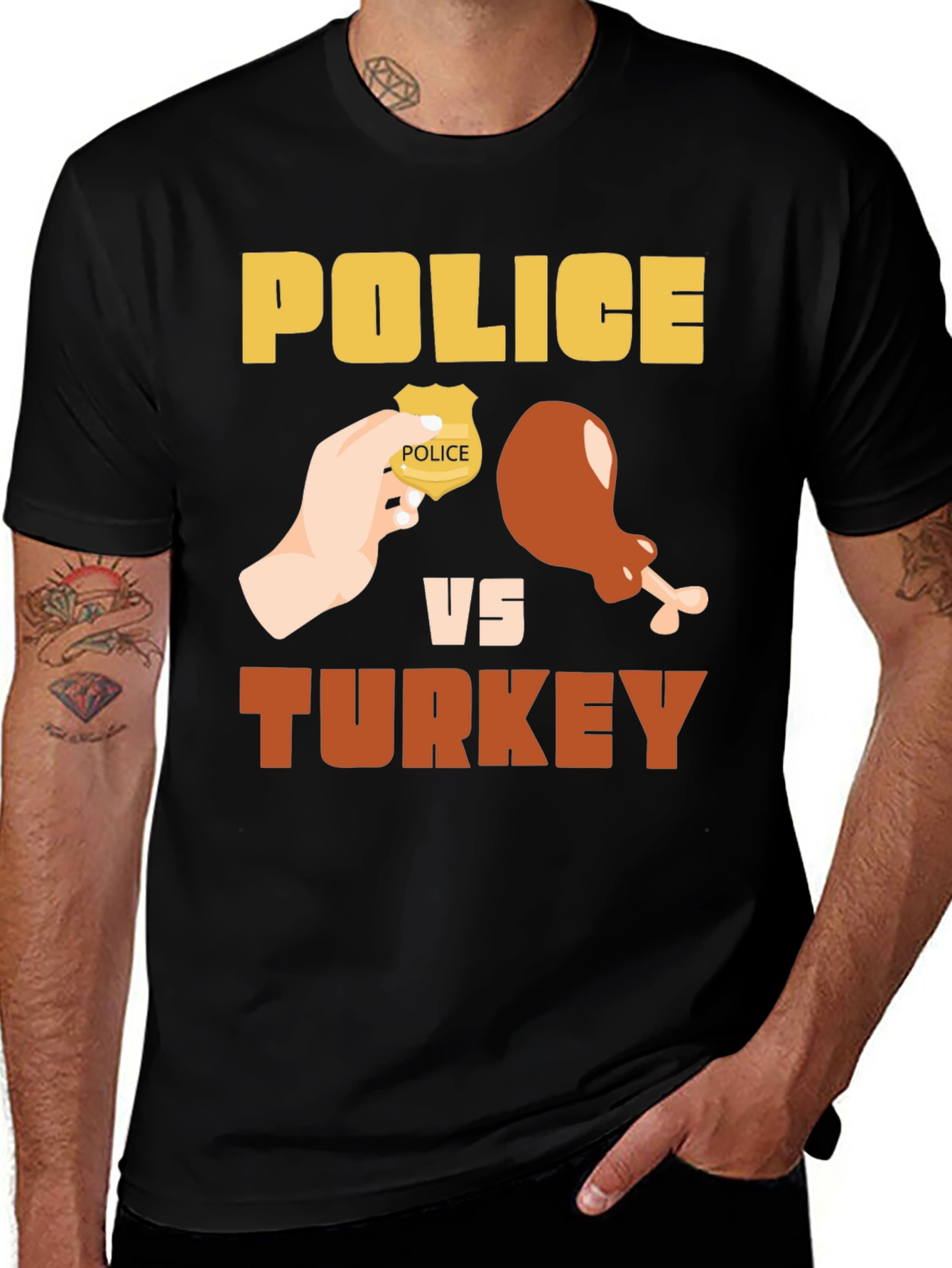 Variant 27 of Police vs Turkey Graphic T-Shirt