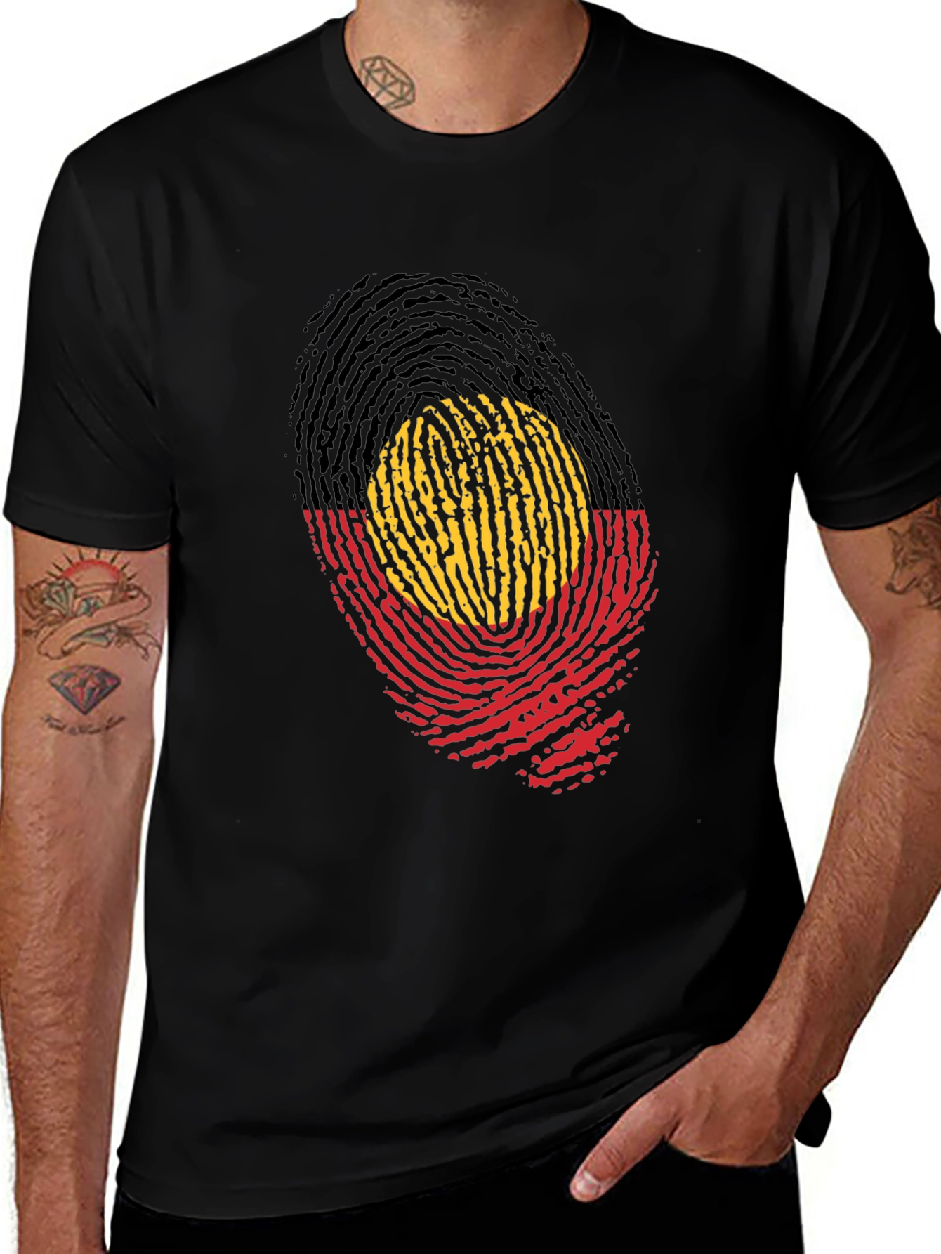 Variant 27 of Aboriginal Flag Fingerprint T-Shirt