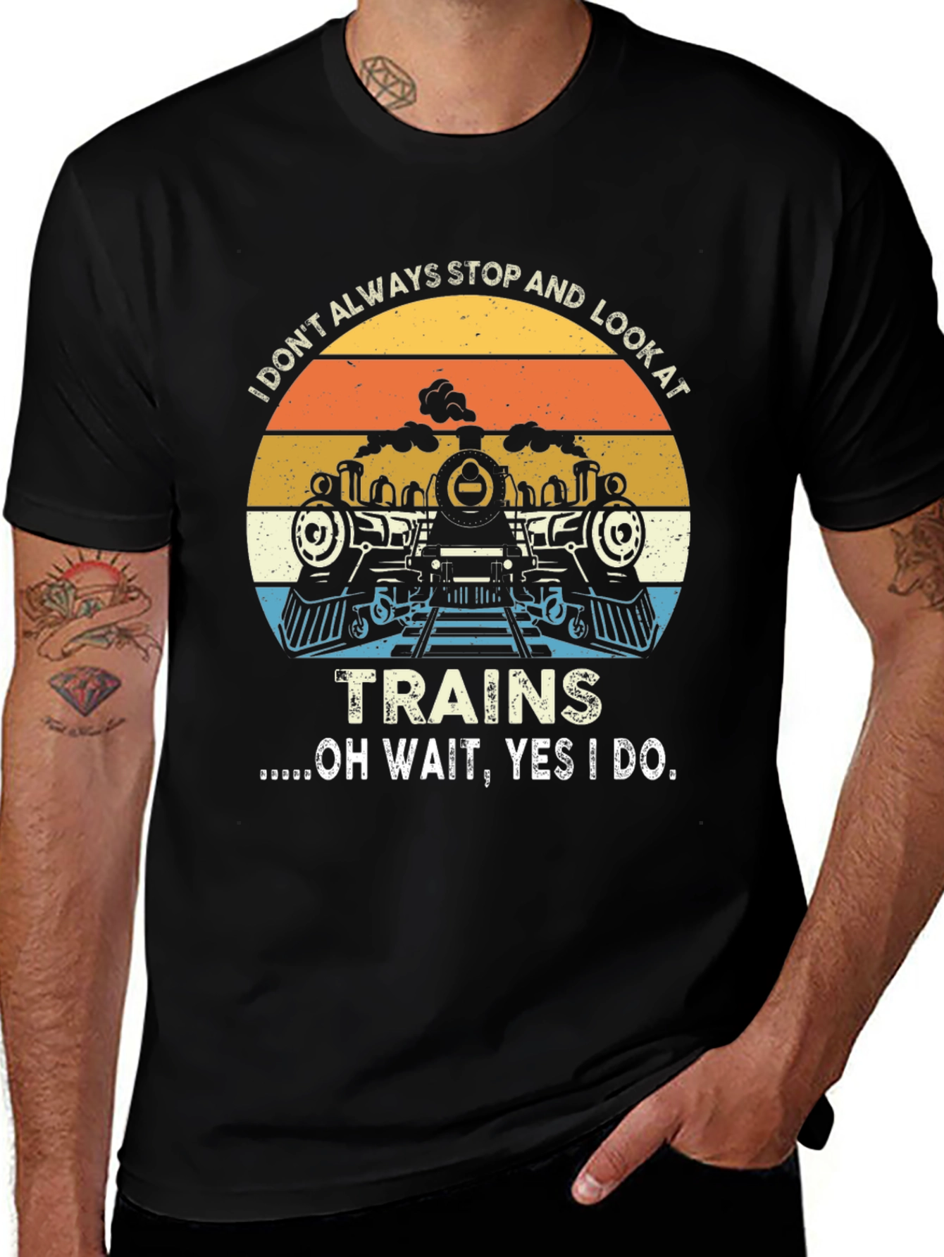 Variant 28 of Train Lover's T-Shirt: I Always Stop and Look