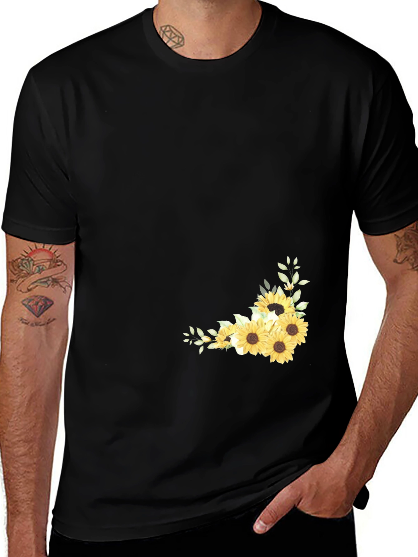 Variant 3 of Sunflower Graphic Black T-Shirt for Men