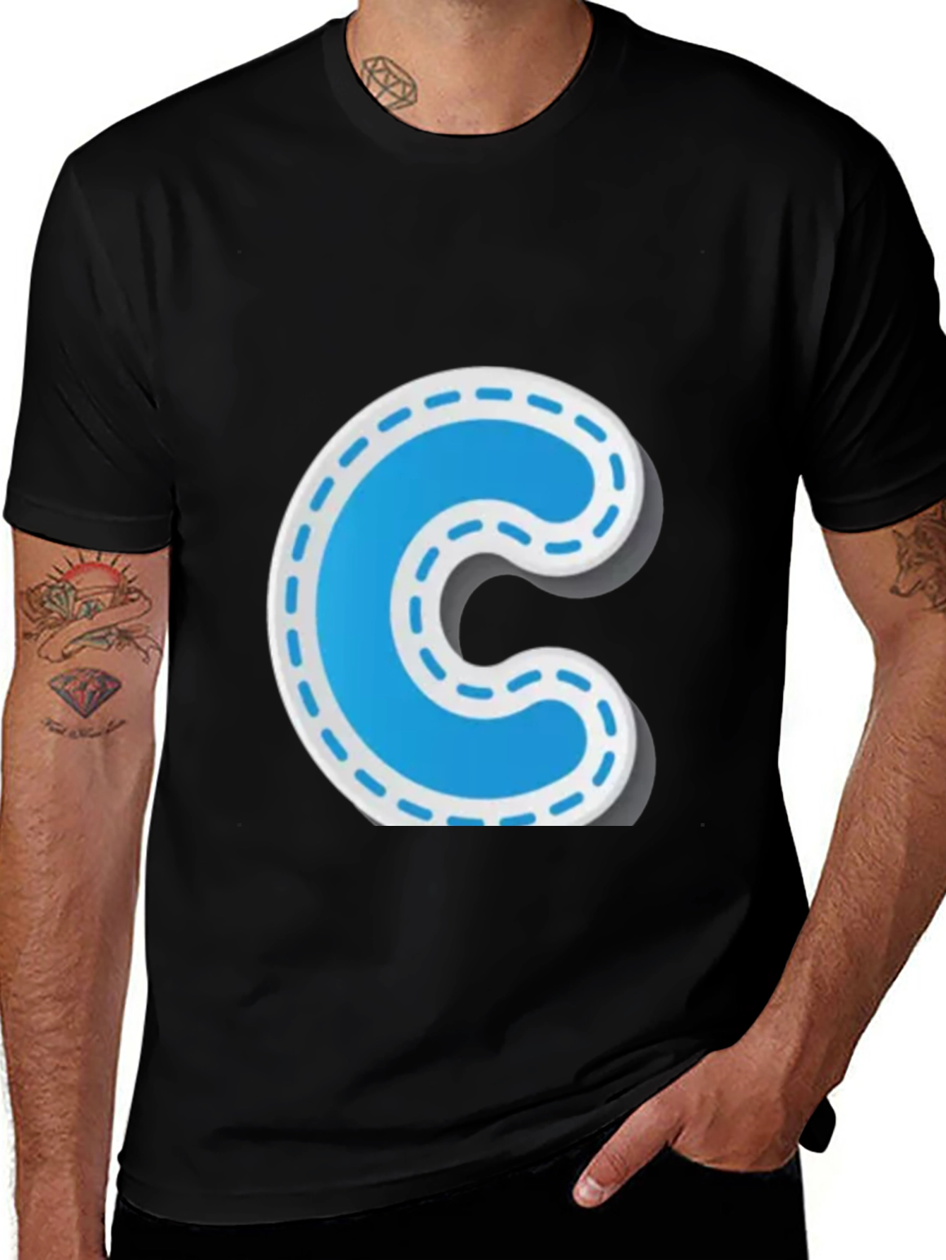 Variant 9 of Fun Letter C Black T-Shirt
