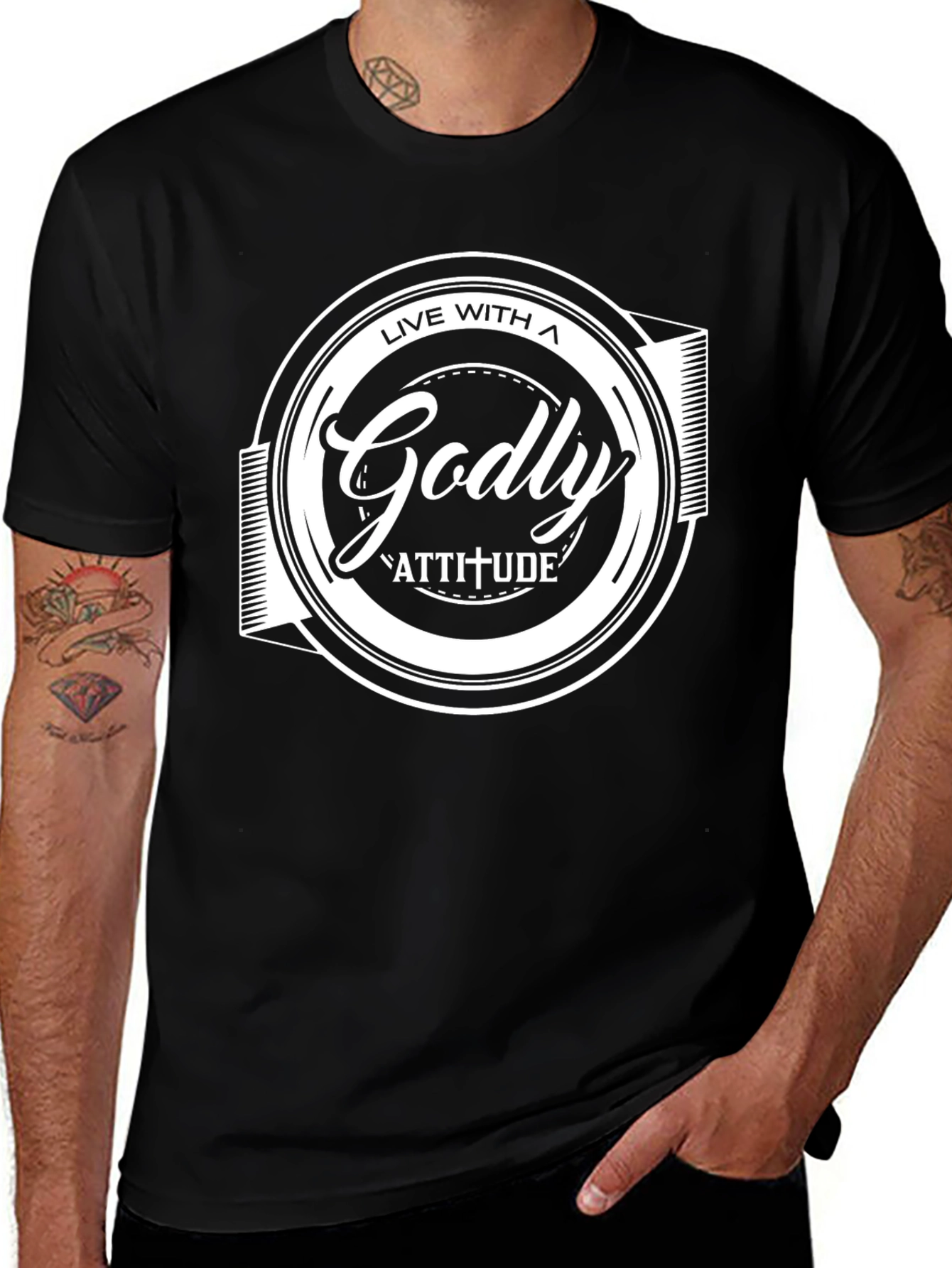 Variant 3 of Live With a Godly Attitude Black T-Shirt