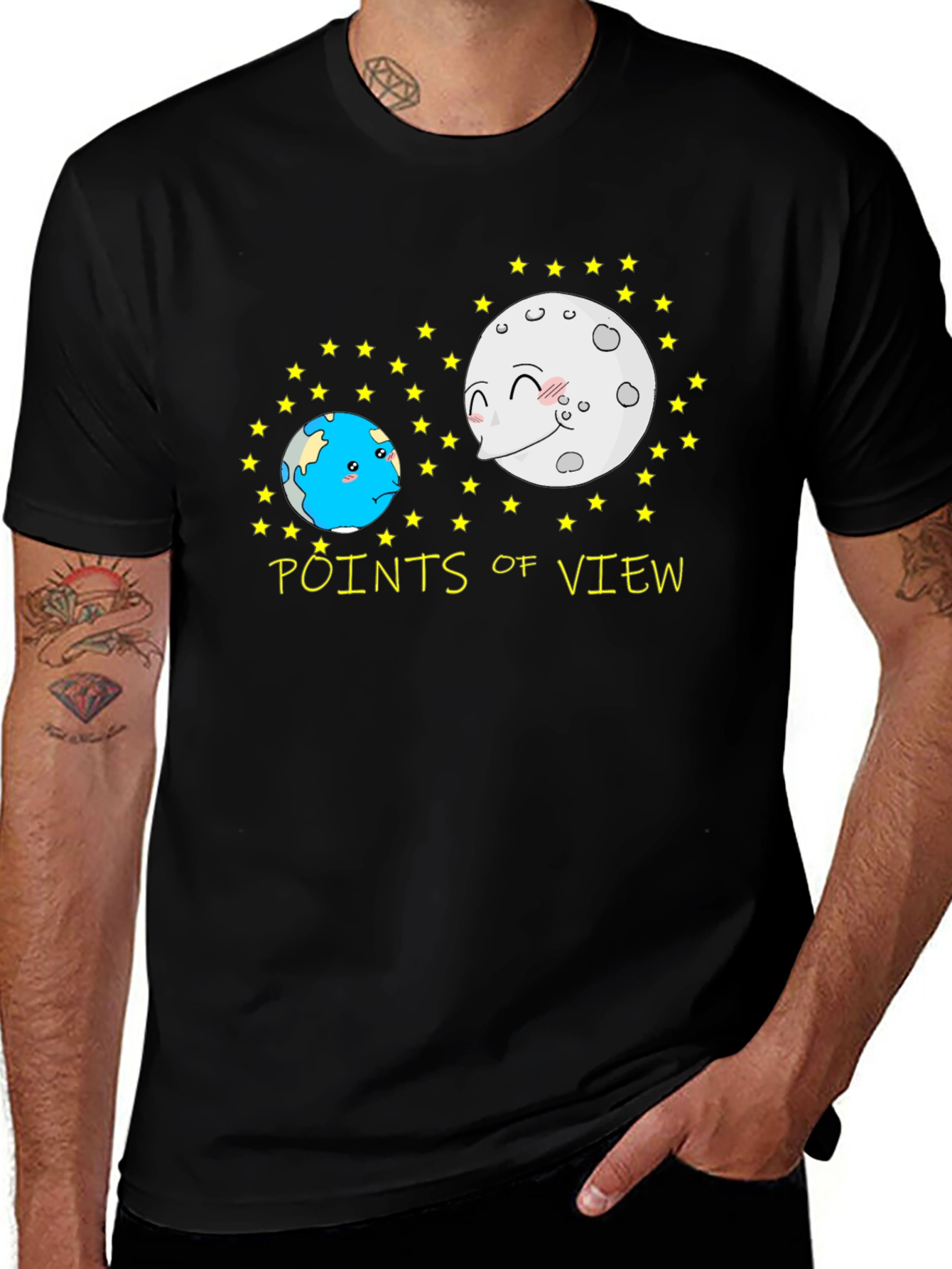 Variant 10 of Points of View Graphic T-Shirt - Earth & Moon Design