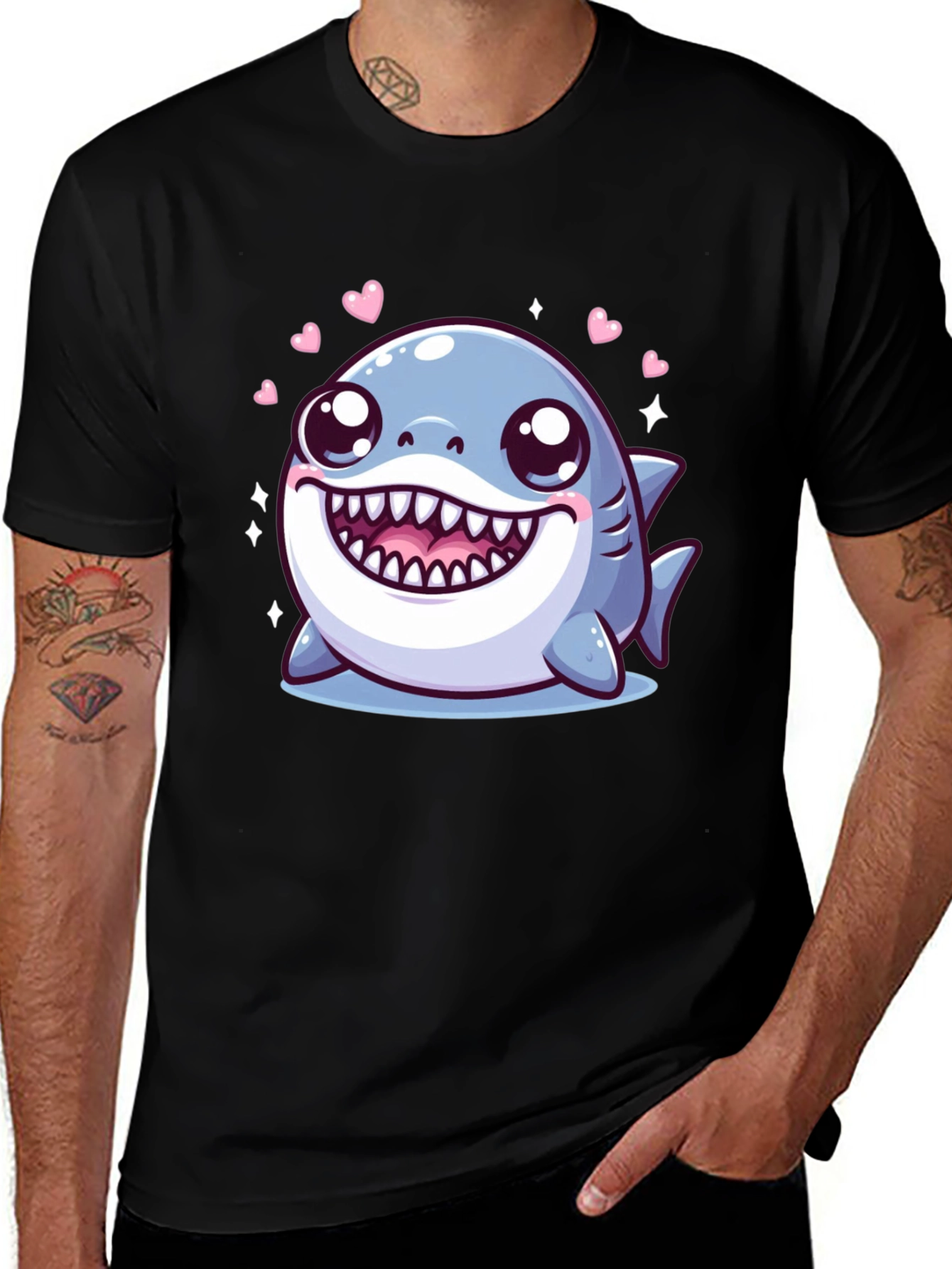 Variant 23 of Kawaii Shark T-Shirt - Cute Cartoon Shark Design