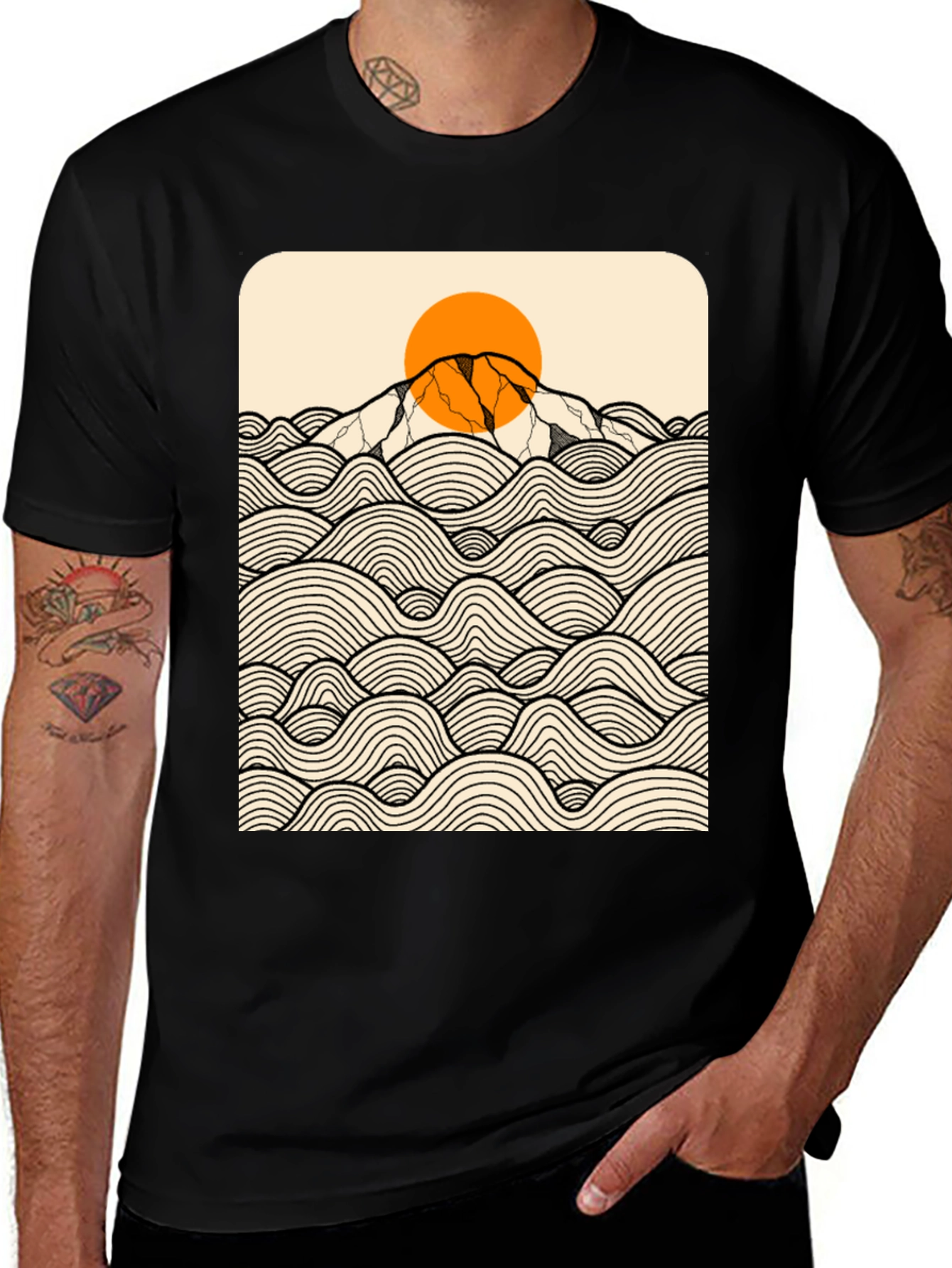Variant 15 of Mountain Wave Graphic Tee - Unisex Black T-Shirt