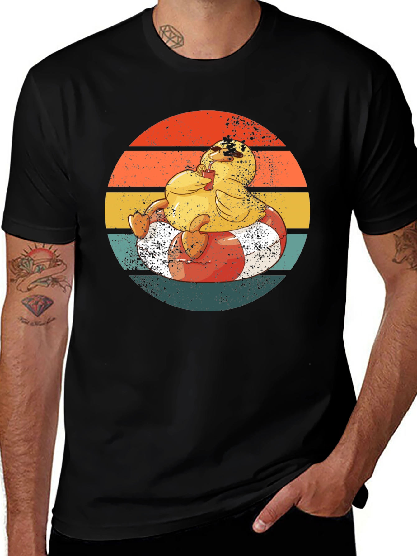 Variant 18 of Cool Duck on Float T-Shirt - Retro Summer Vibes