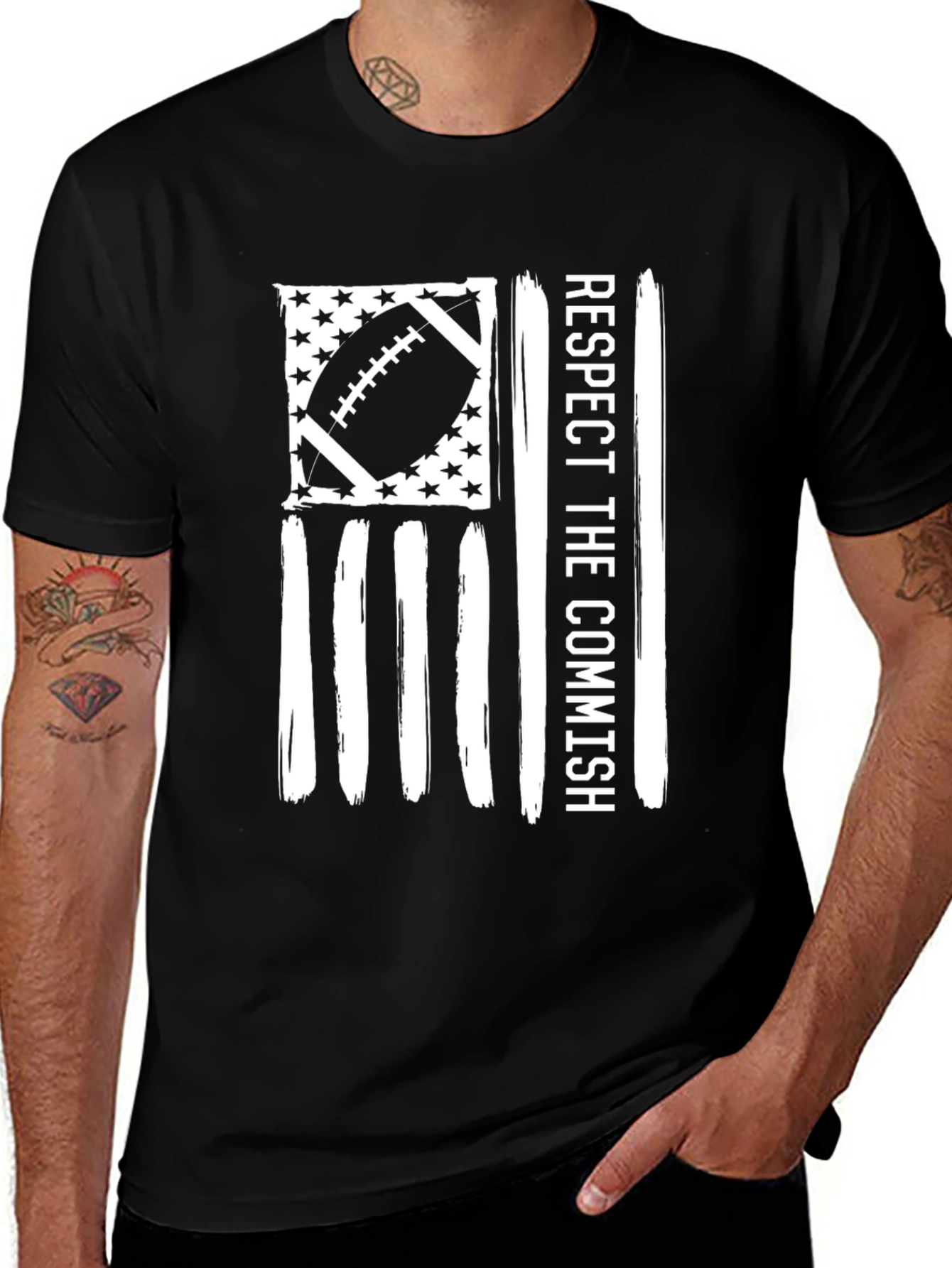 Variant 7 of Respect the Commish Football Flag T-Shirt