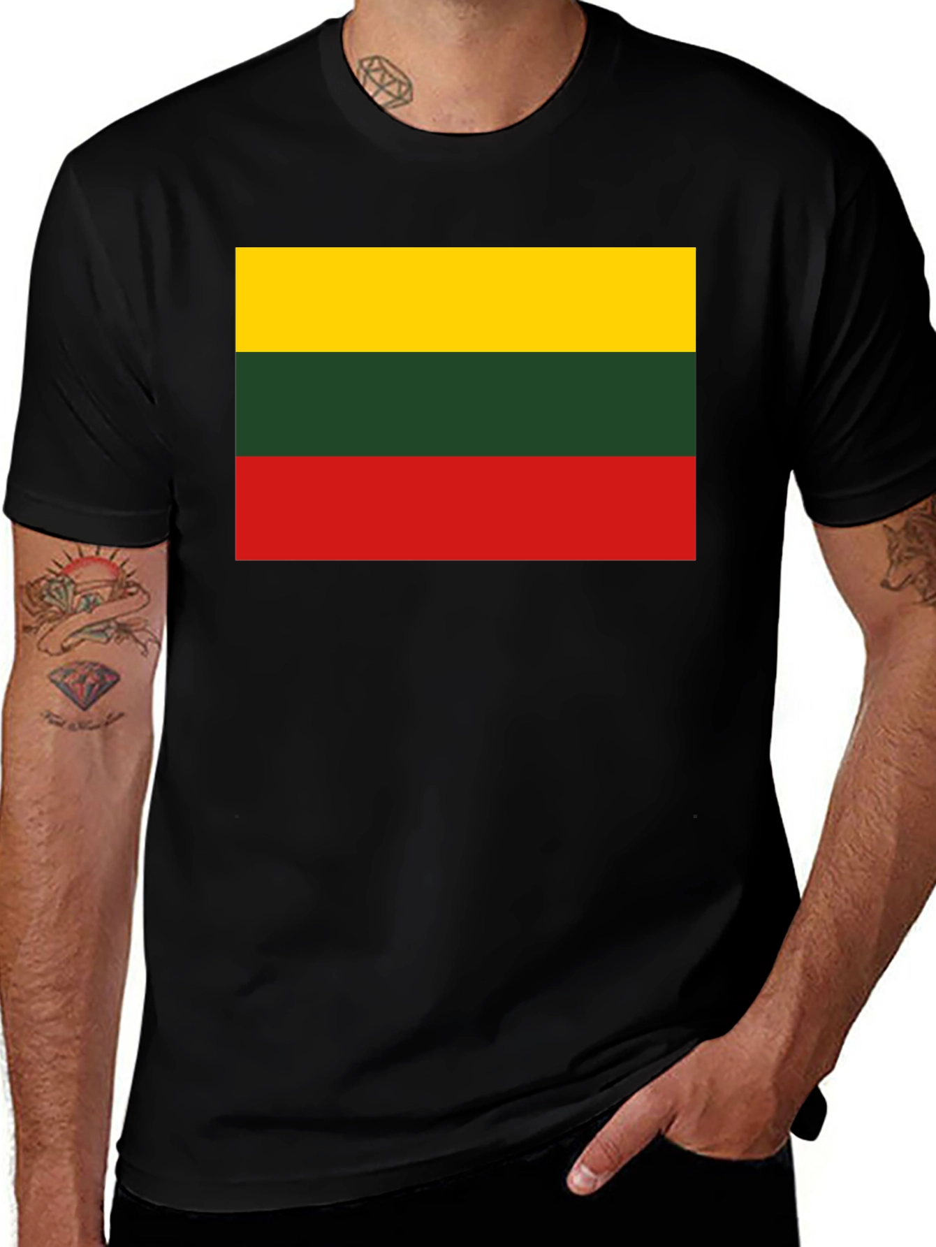 Lithuanian Flag T-Shirt - Black Crew Neck Tee