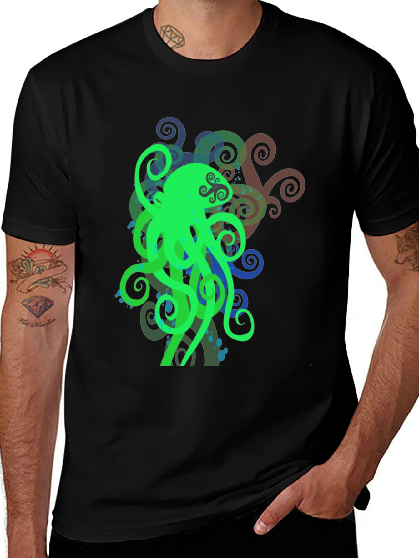 Variant 30 of Green Octopus Graphic T-Shirt