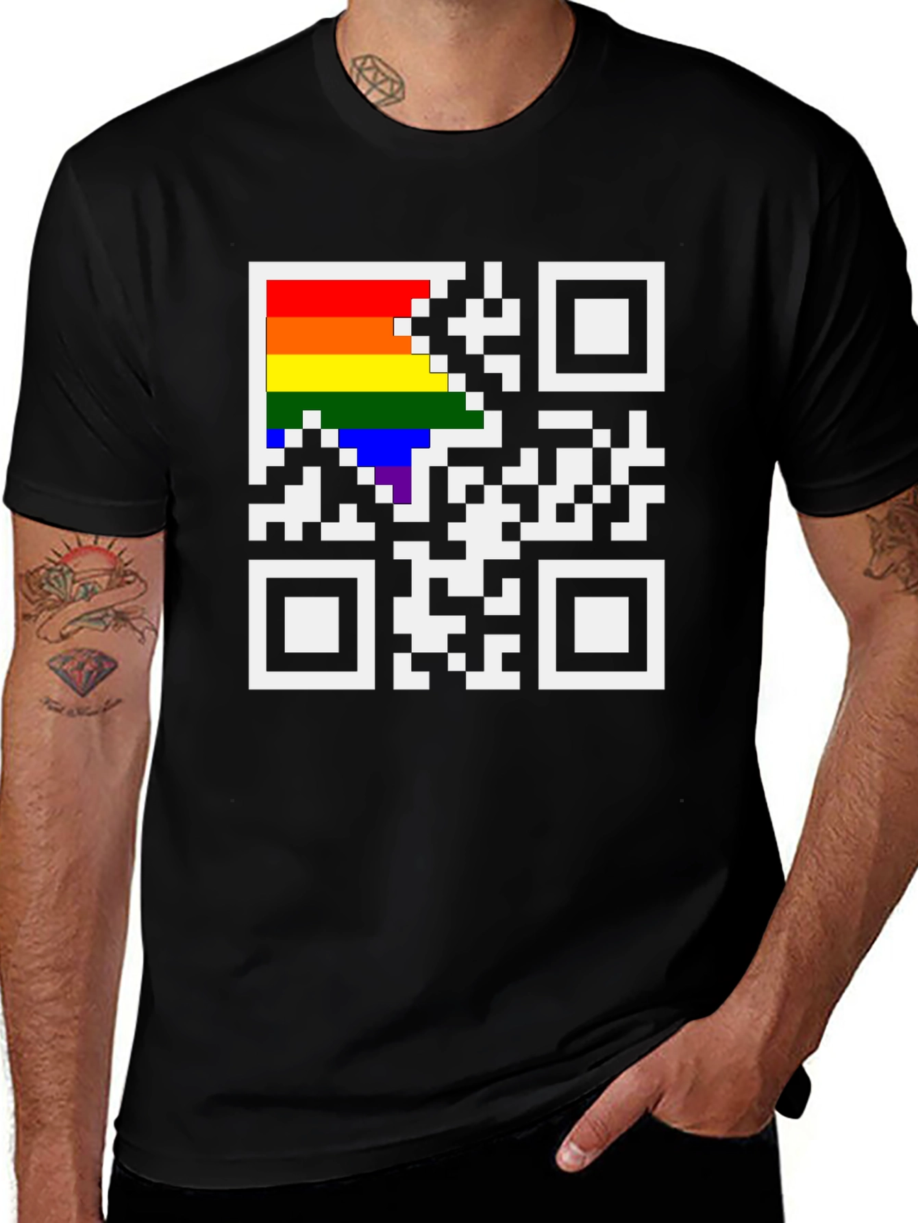 Variant 23 of Rainbow QR Code T-Shirt