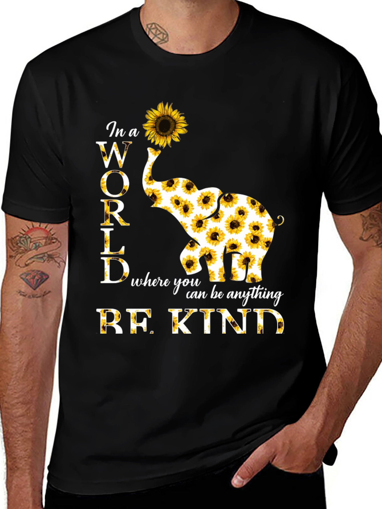 Variant 5 of Sunflower Elephant 'Be Kind' Graphic Tee