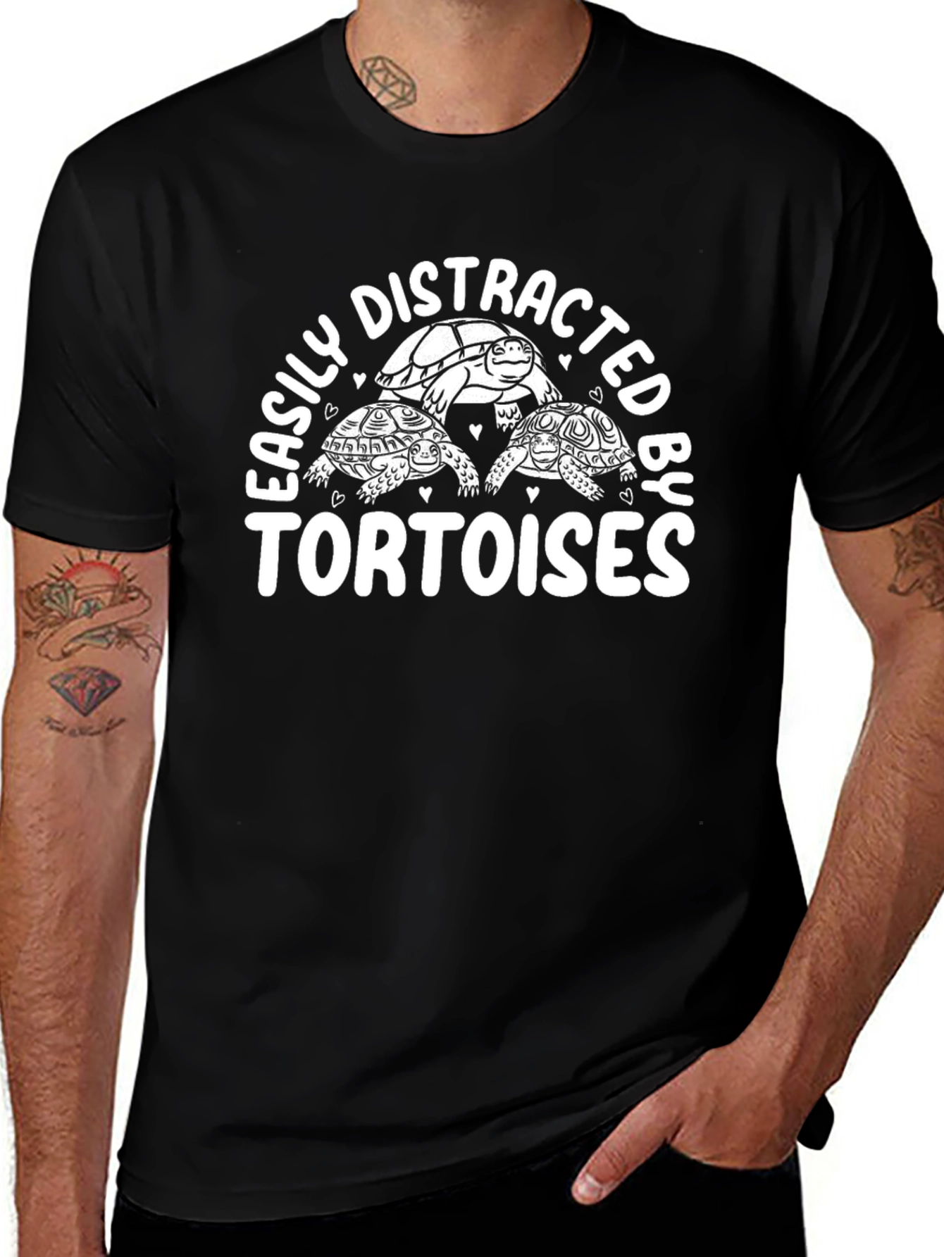 Variant 28 of Easily Distracted by Tortoises Black Graphic Tee