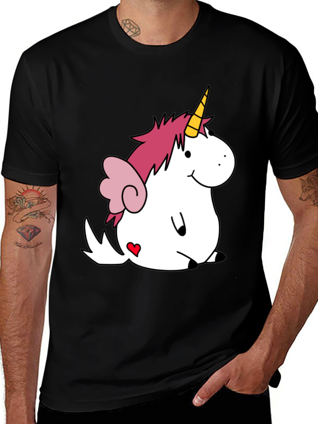 Variant 23 of Unicorn Heart Tee - Fun Black Graphic T-Shirt