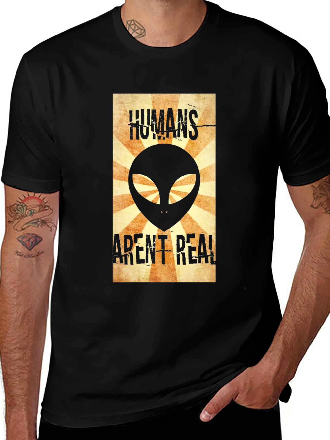 Variant 6 of Humans Aren't Real Alien T-Shirt